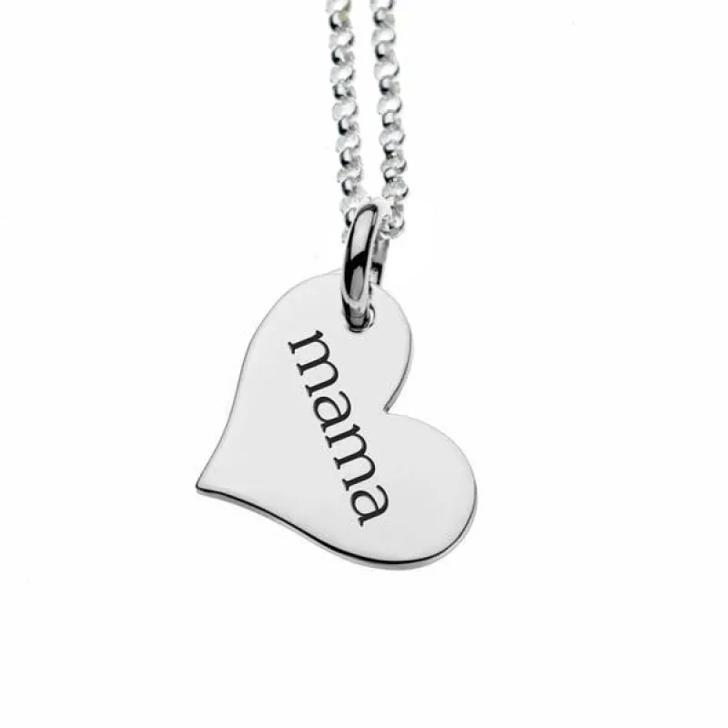 Sterling Silver Heart Mama Necklace sold by Tiny Tags
