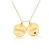 14k Gold Circle Necklace - 2 Names With Birthstones sold by Tiny Tags