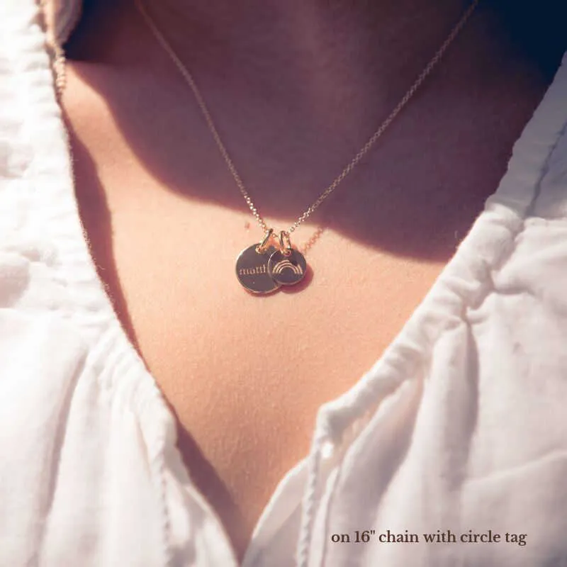 14k Gold Engravable Rainbow Necklace sold by Tiny Tags product image thumbnail 2