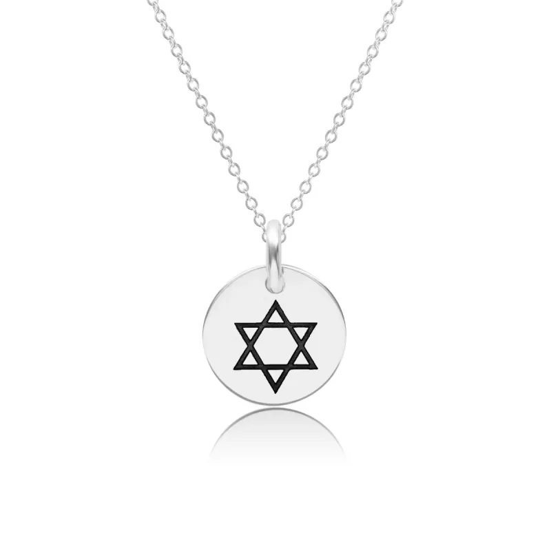 Sterling Silver Engravable Star Of David Necklace made by Tiny Tags