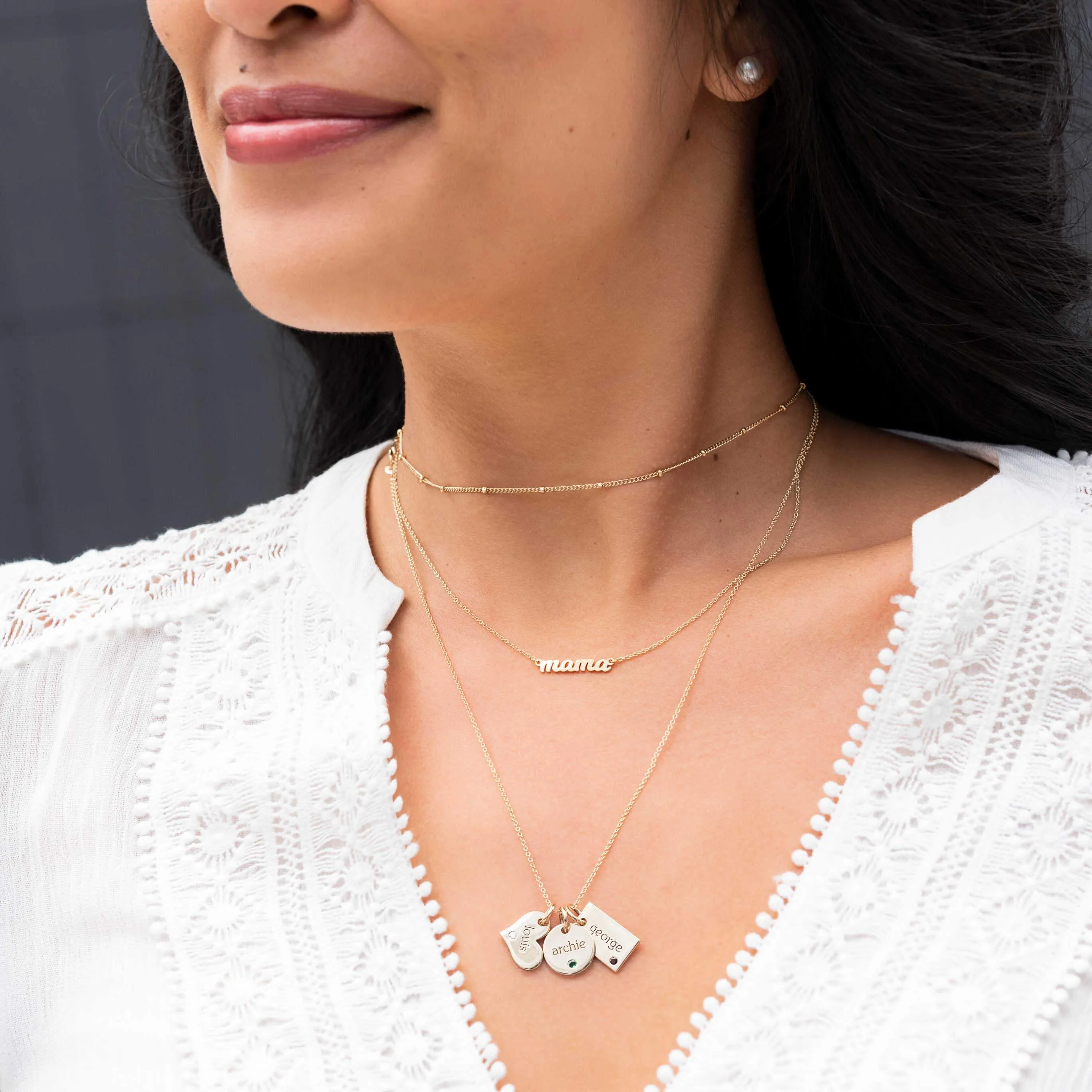 Gold Family Necklace With Birthstones sold by Tiny Tags product image thumbnail 2