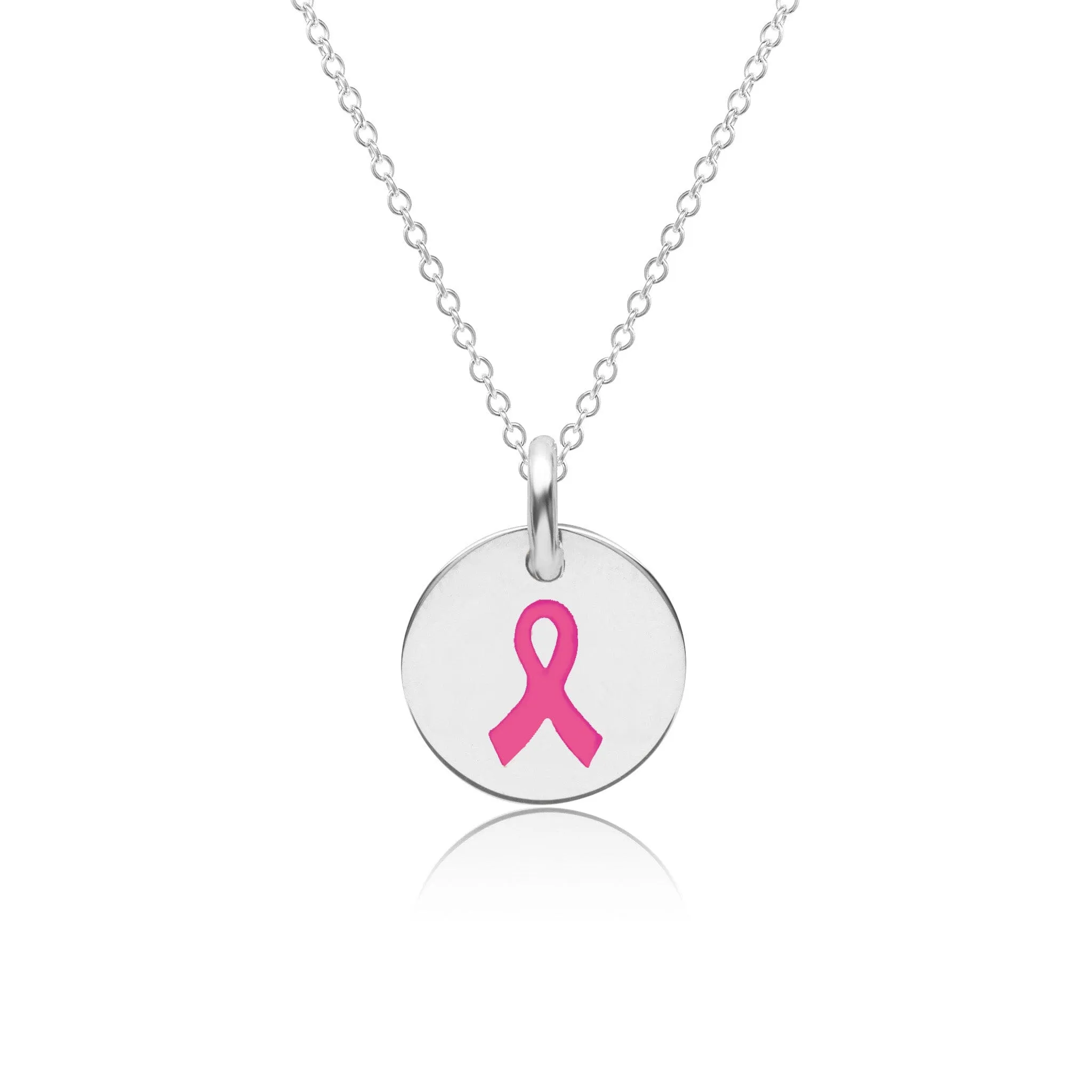 Sterling Silver Engravable Breast Cancer Ribbon Necklace sold by Tiny Tags