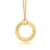 Gold Circle Pendant Necklace - Name & Birthday sold by Tiny Tags