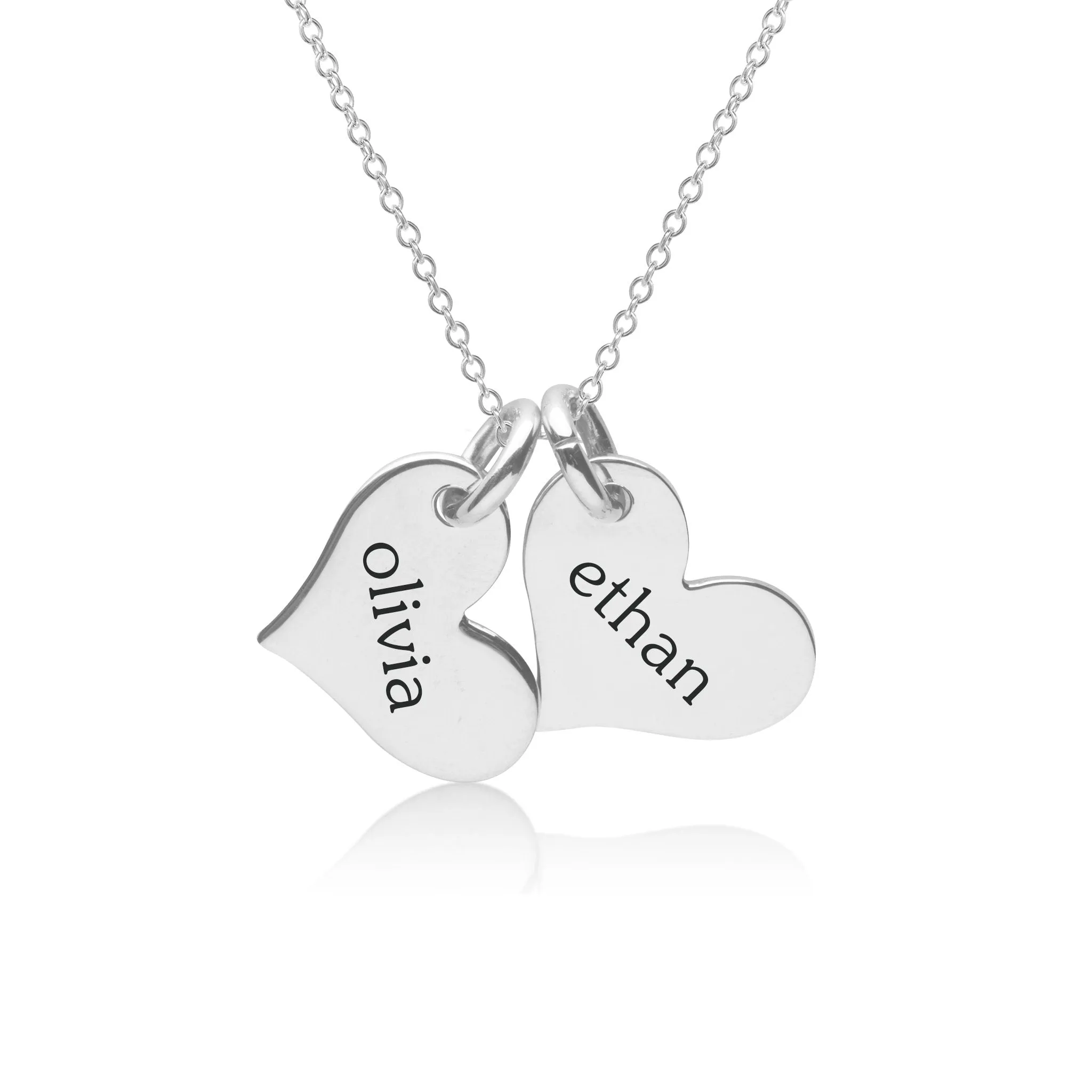 Sterling Silver Heart Necklace - 2 Hearts sold by Tiny Tags