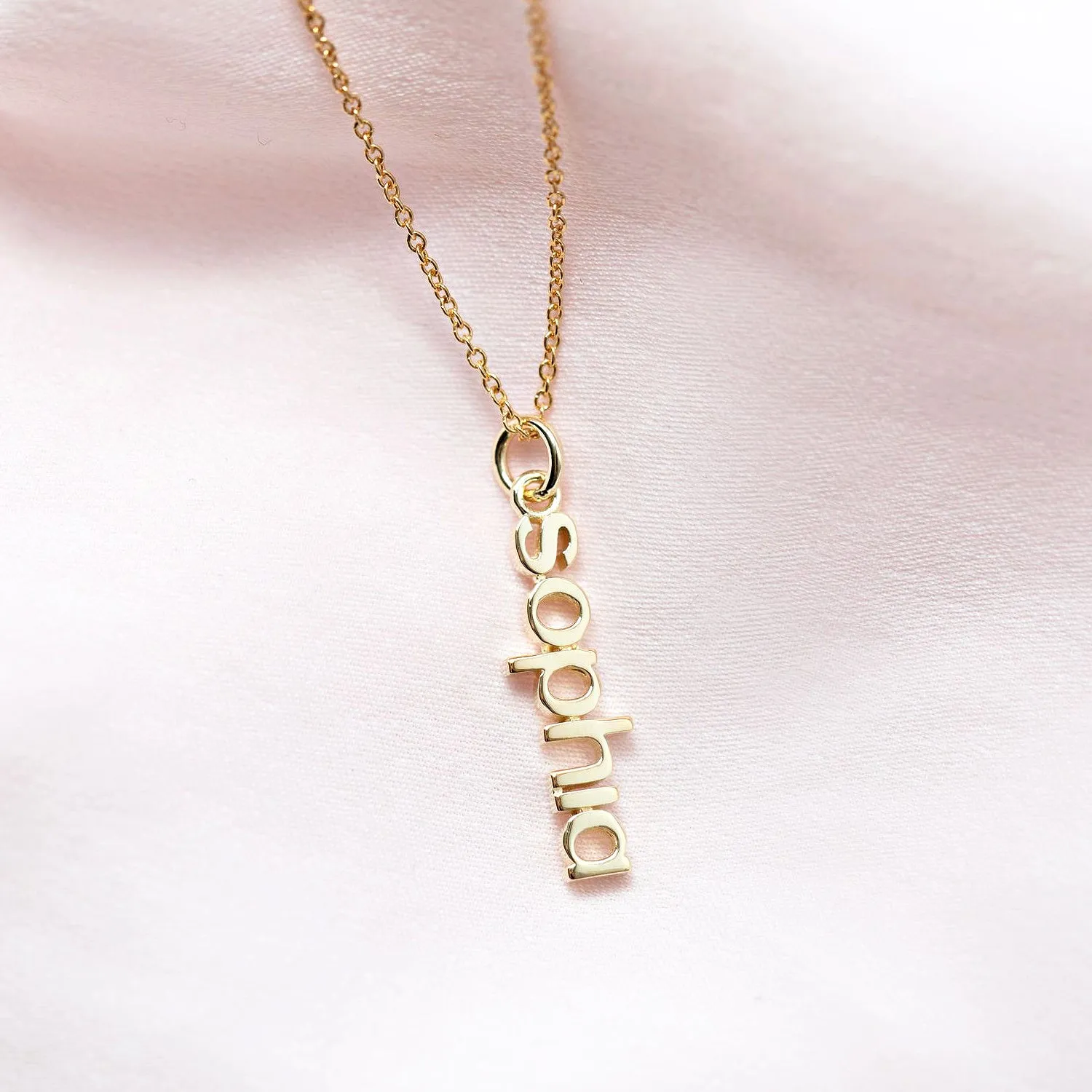 Gold Vertical Name Necklace sold by Tiny Tags product image thumbnail 3