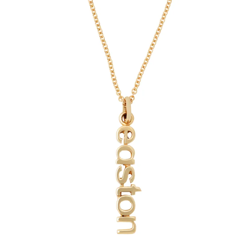 Gold Vertical Name Necklace sold by Tiny Tags