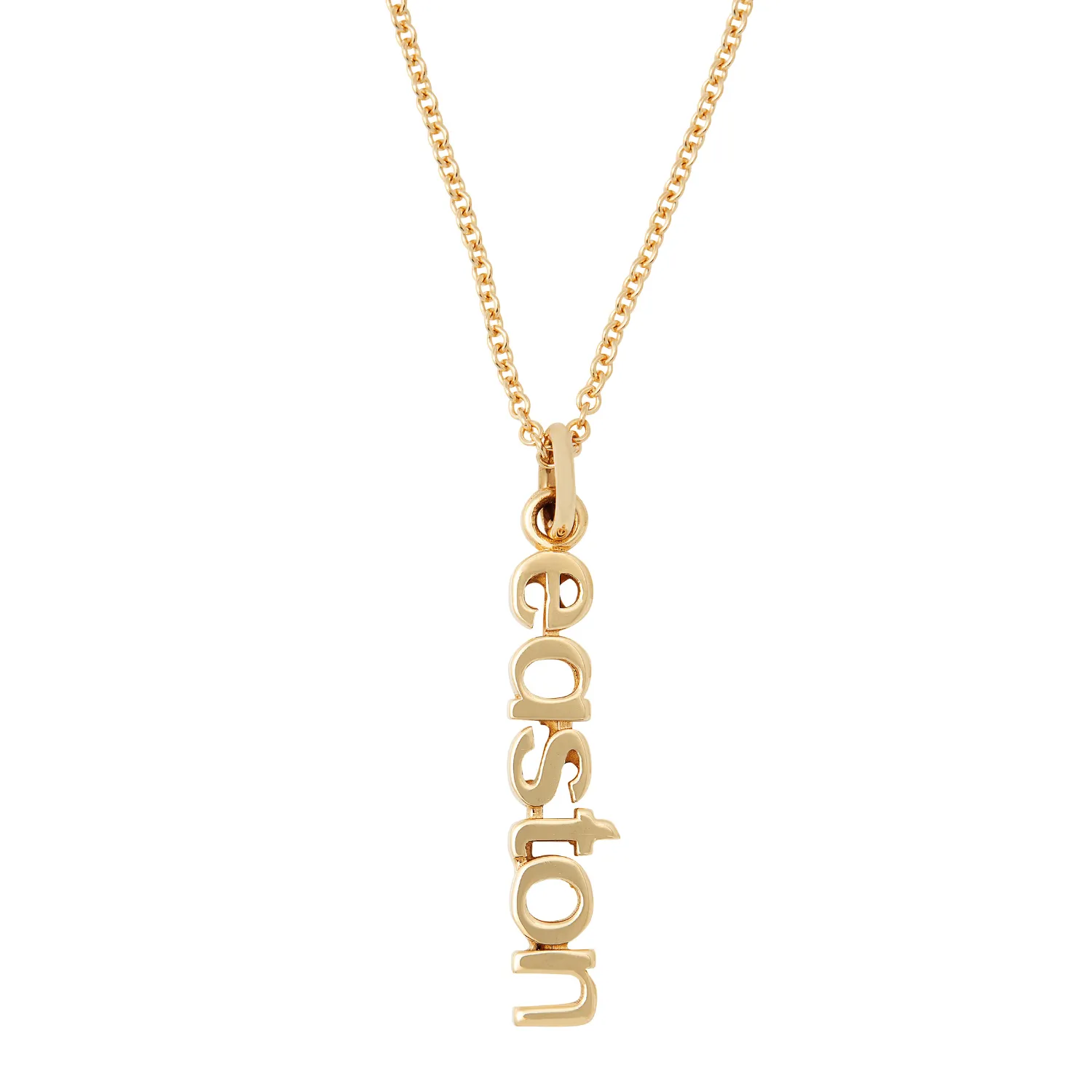 Gold Vertical Name Necklace sold by Tiny Tags