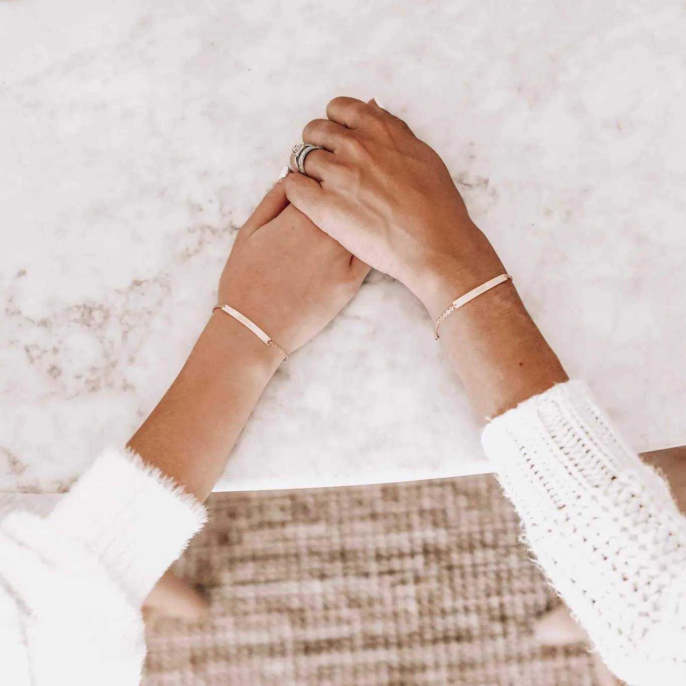 Mother-Daughter Bar Bracelet Set sold by Tiny Tags