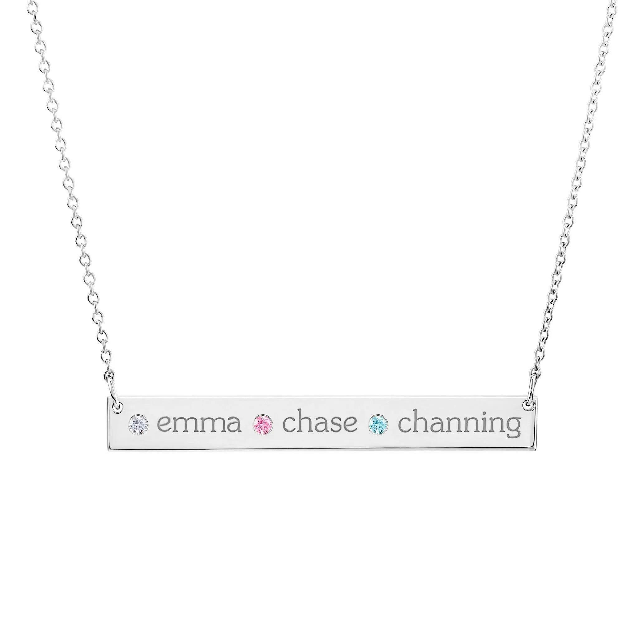 14k Gold Skinny Bar Birthstone Necklace - 3 Stones sold by Tiny Tags product image thumbnail 3