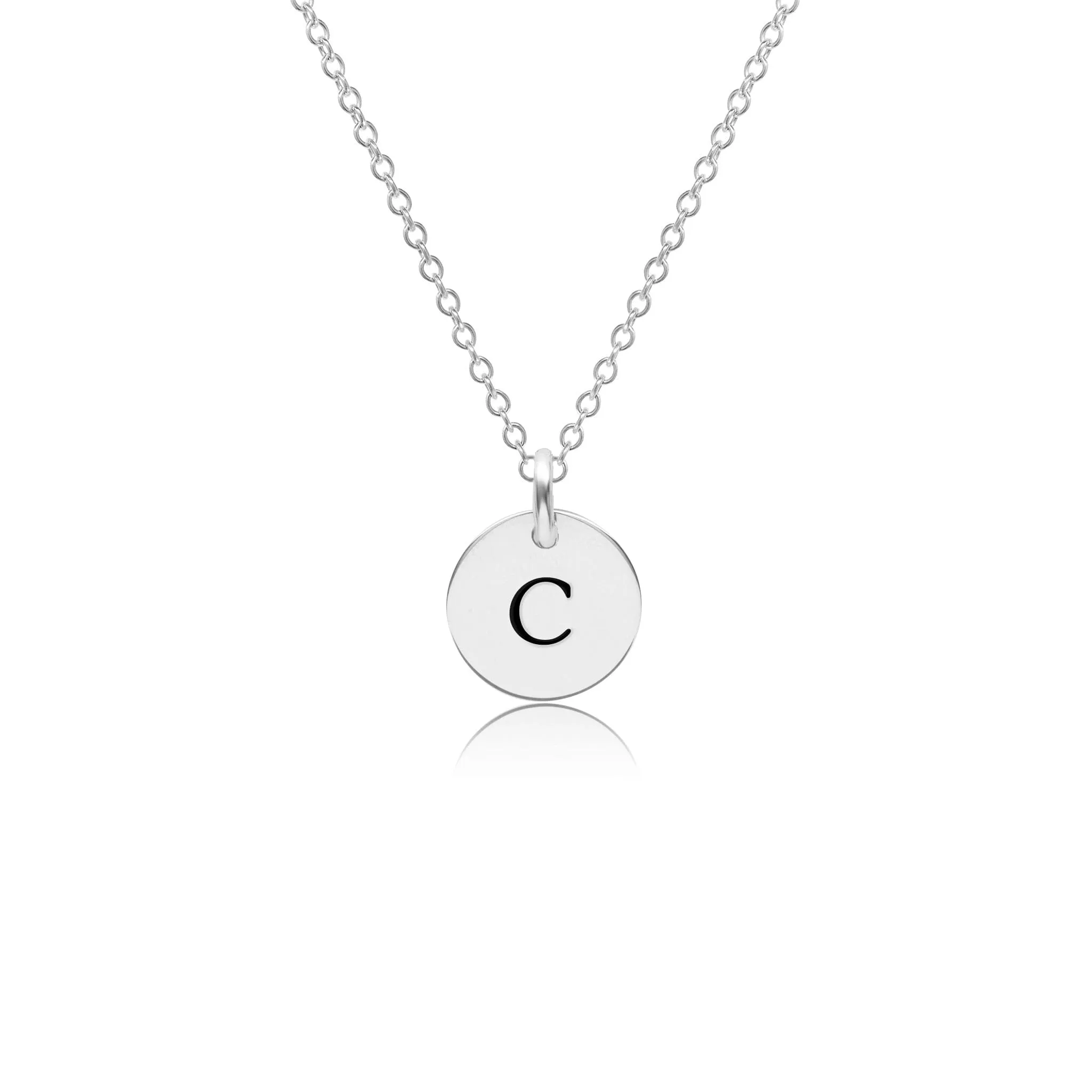 Sterling Silver Mini Initial Circle Necklace - Uppercase sold by Tiny Tags product image thumbnail 4