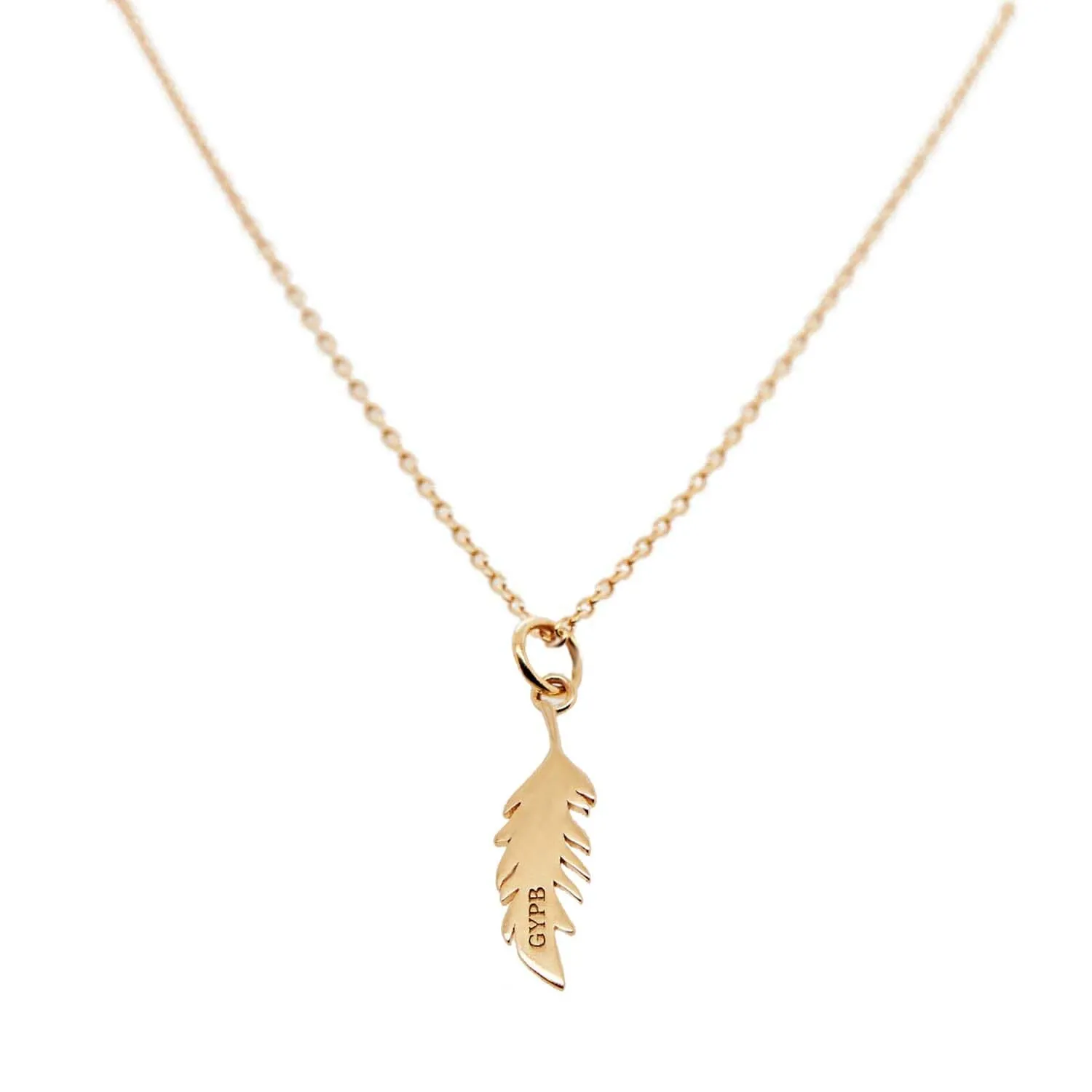 14k Gold Vertical Flamingo Feather Necklace by Lindsey Gurk sold by Tiny Tags product image thumbnail 3