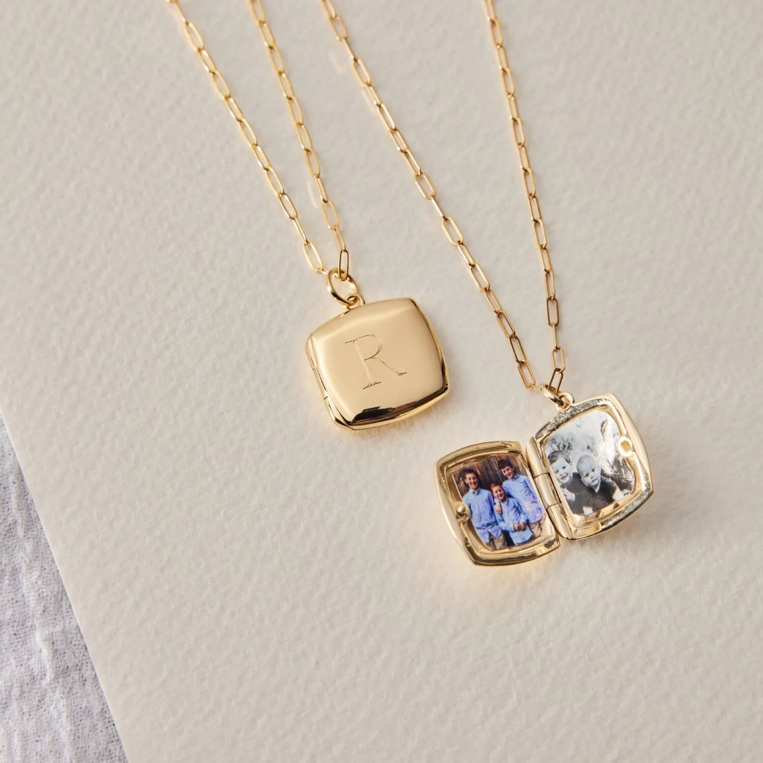 14k Square Personalized Locket Necklace sold by Tiny Tags