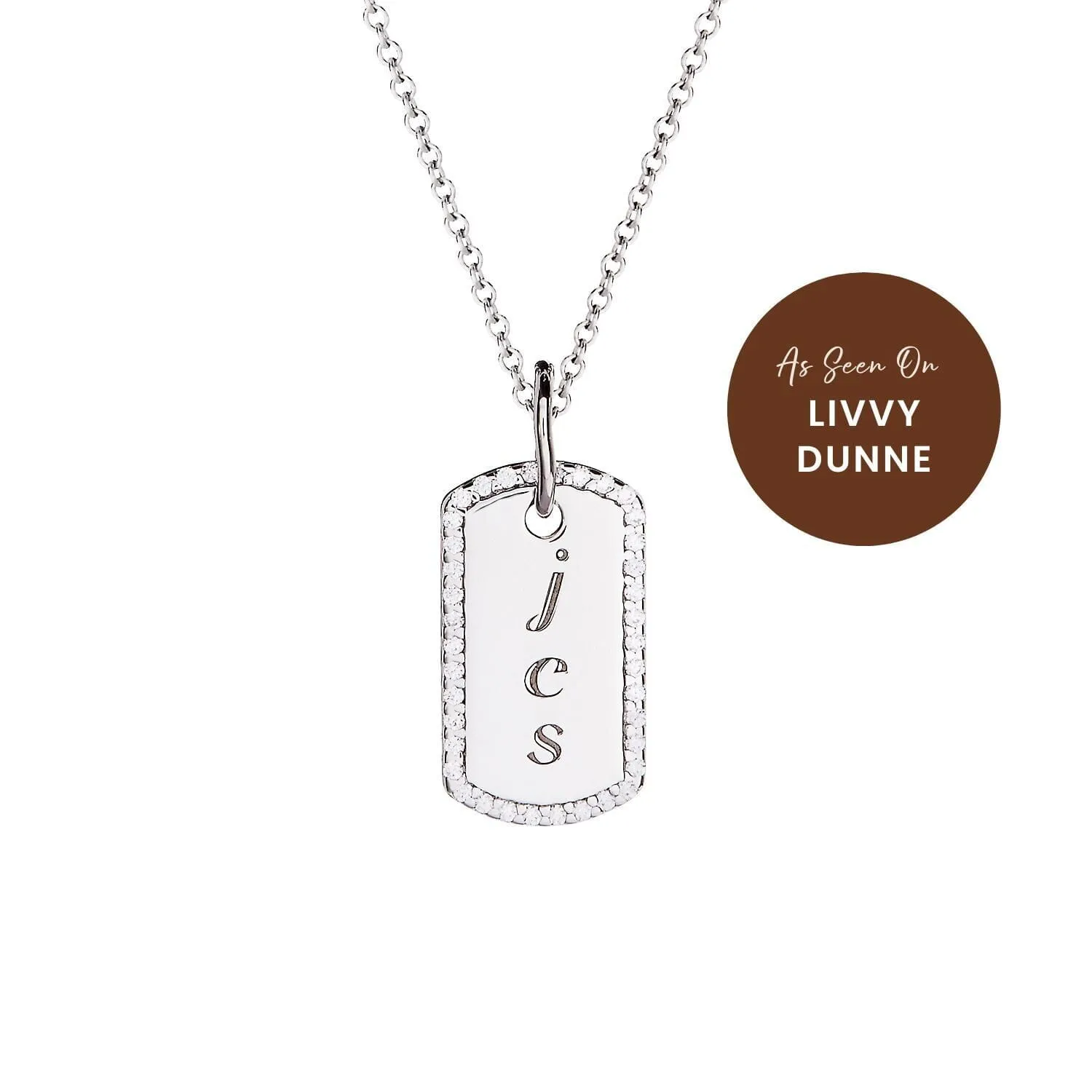 Pavé Small Dog Tag Necklace sold by Tiny Tags