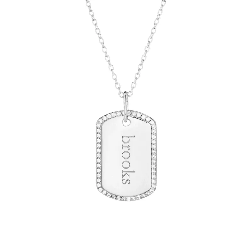 Pavé Large Dog Tag Necklace sold by Tiny Tags