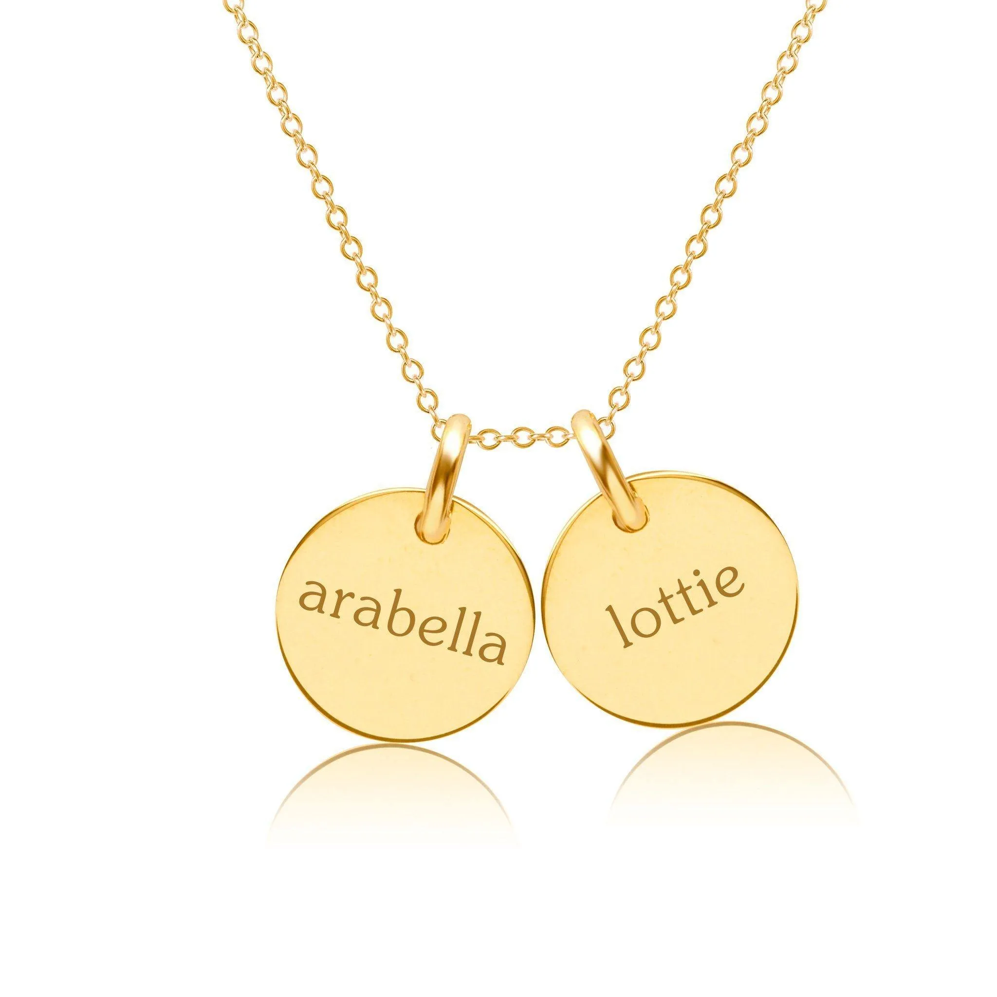 14k Gold Circle Necklace - 2 Names sold by Tiny Tags