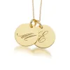 Gold Script Initial Necklace - 2 Circles sold by Tiny Tags