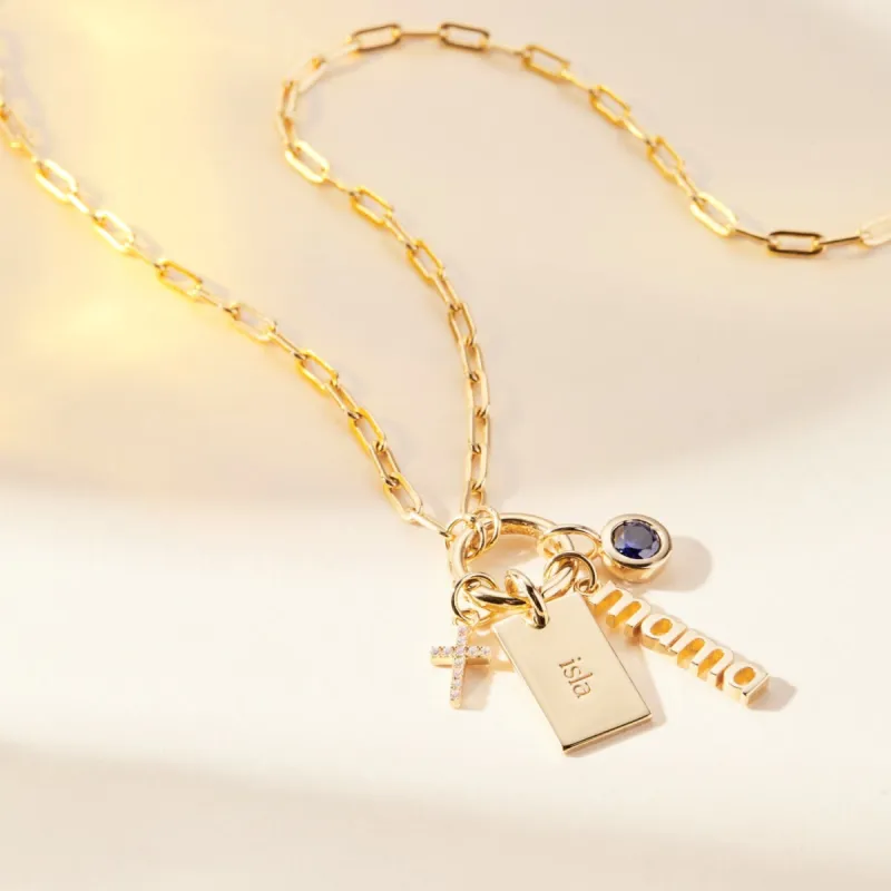 Front Clasp Mini Dog Tag Combination Necklace sold by Tiny Tags