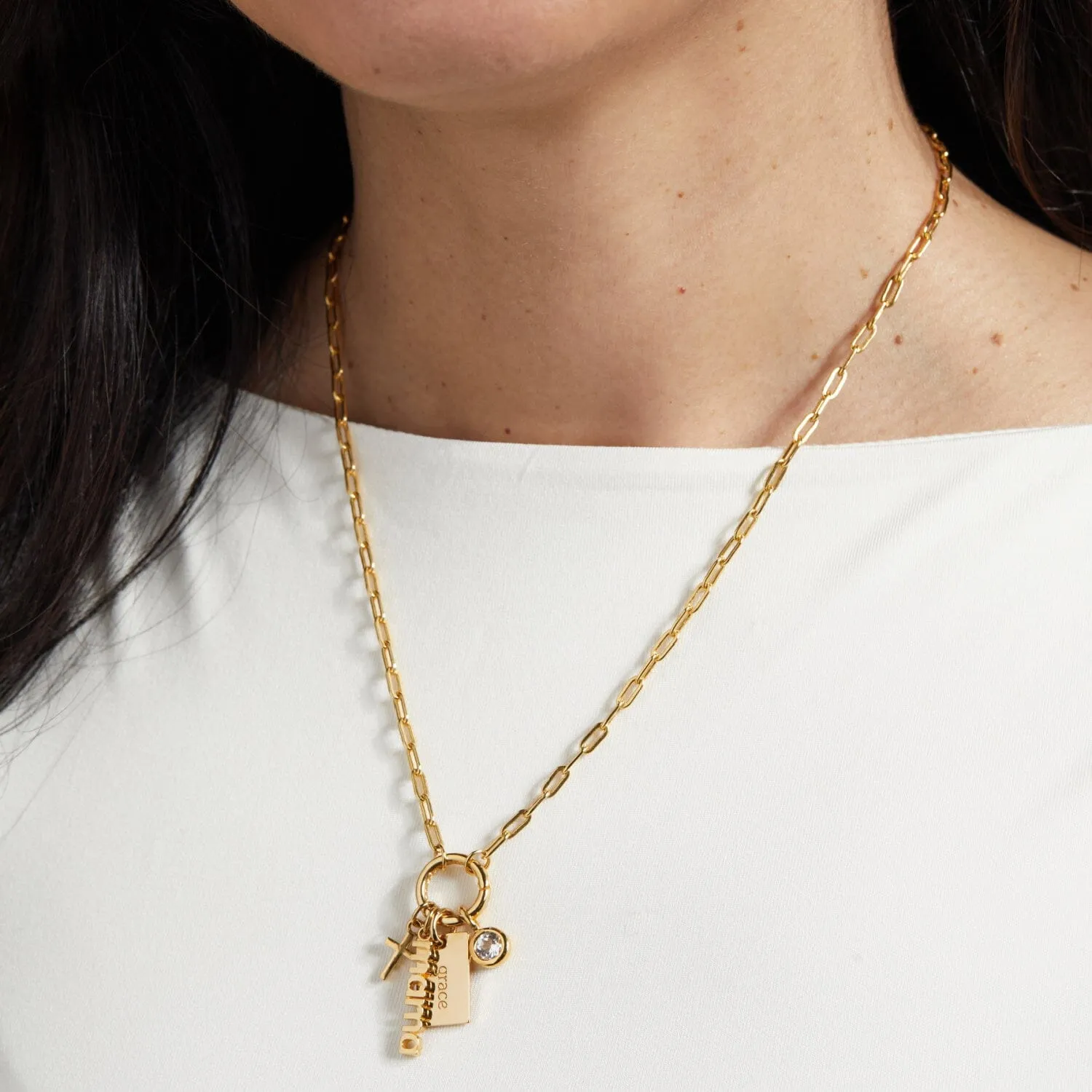 Front Clasp Mini Dog Tag Combination Necklace sold by Tiny Tags product image thumbnail 3