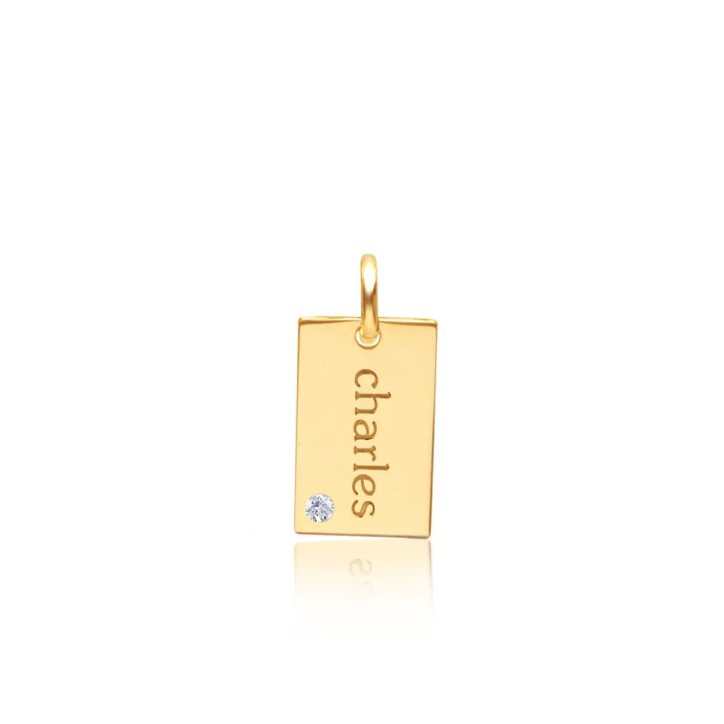 14k Gold Mini Dog Tag With Birthstone sold by Tiny Tags