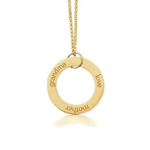 Gold Circle Pendant Necklace - Grandma, Mother, Love sold by Tiny Tags