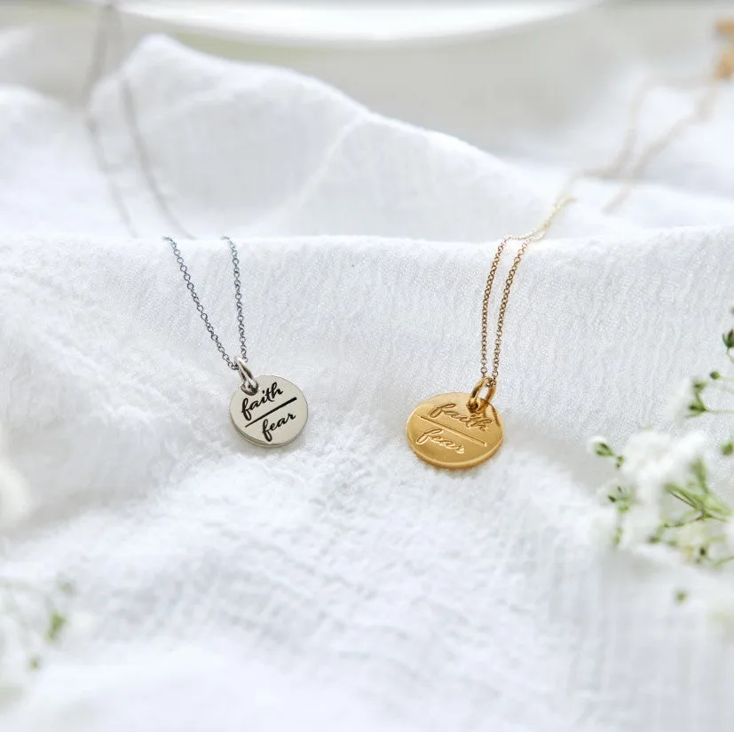 Faith Over Fear Circle Necklace sold by Tiny Tags product image thumbnail 3