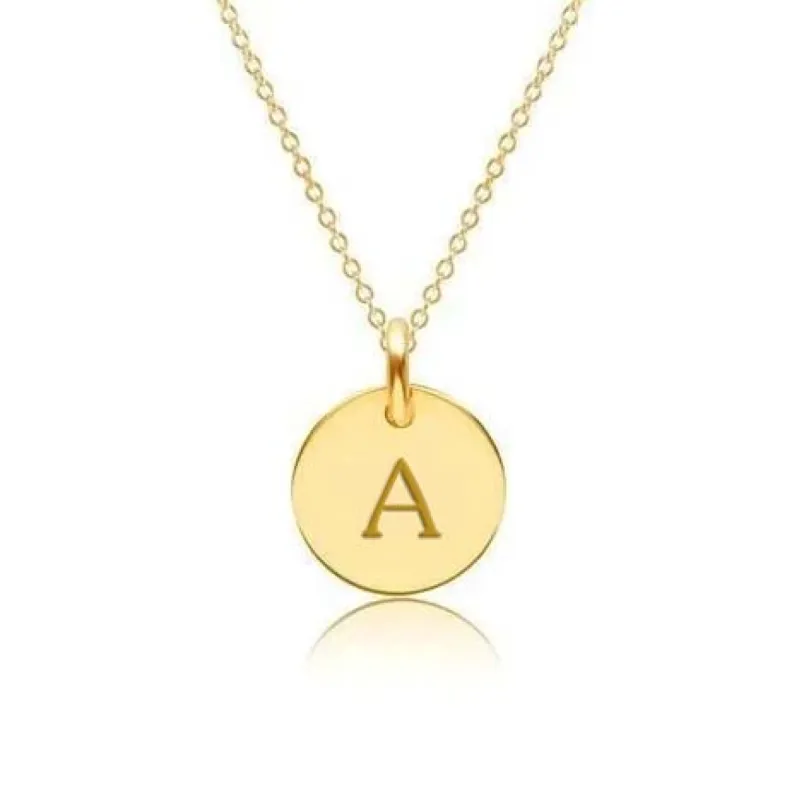 Gold Mini Initial Circle Necklace - Uppercase sold by Tiny Tags