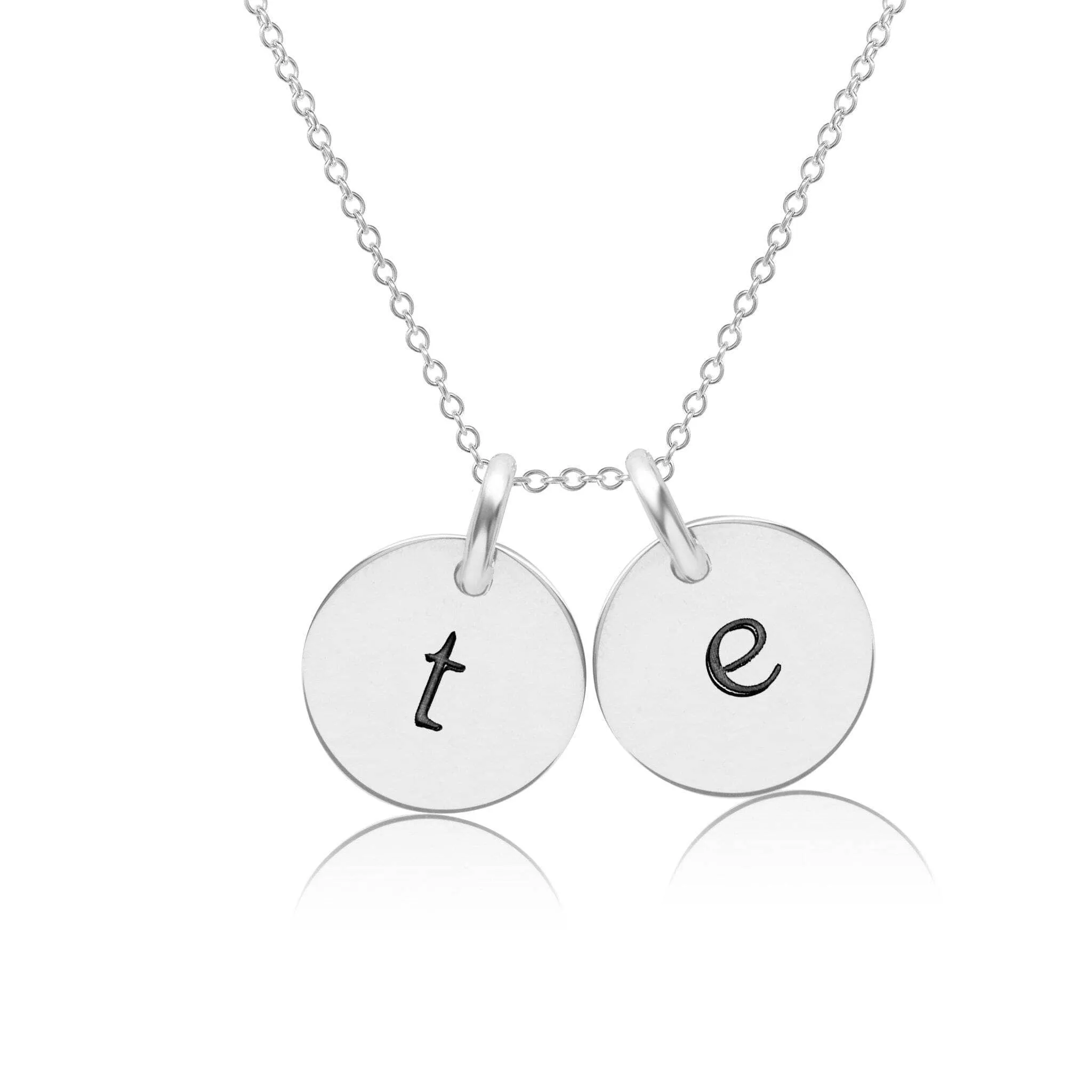 Sterling Silver Initial Necklace - 2 Circles - Lowercase sold by Tiny Tags