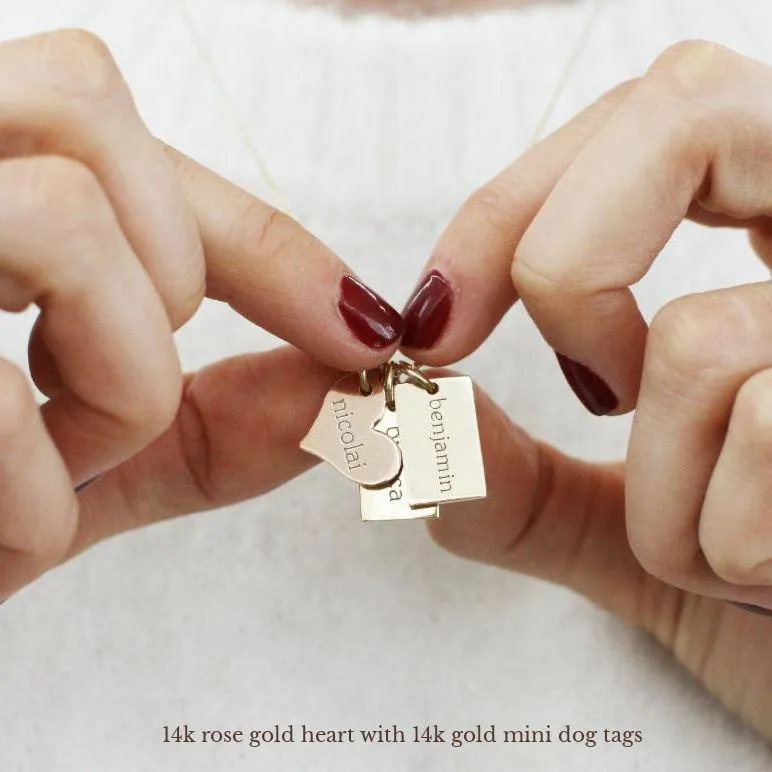 Gold Mini Dog Tags & Heart Necklace sold by Tiny Tags product image thumbnail 2