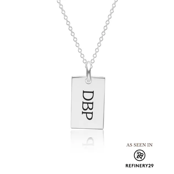 Sterling Silver Monogram Dog Tag Necklace sold by Tiny Tags