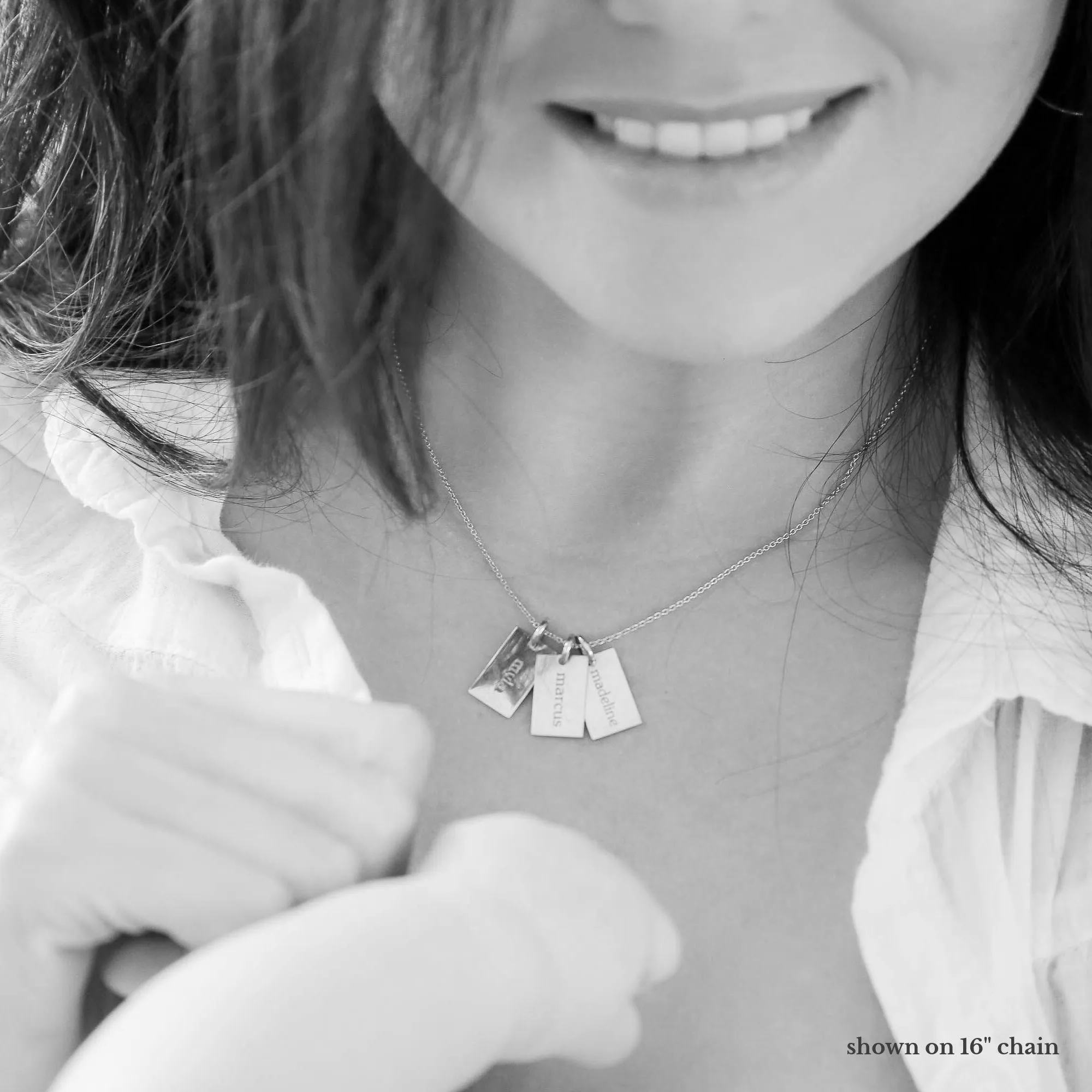 Sterling Silver Mini Dog Tag Necklace - 3 Names sold by Tiny Tags product image thumbnail 4