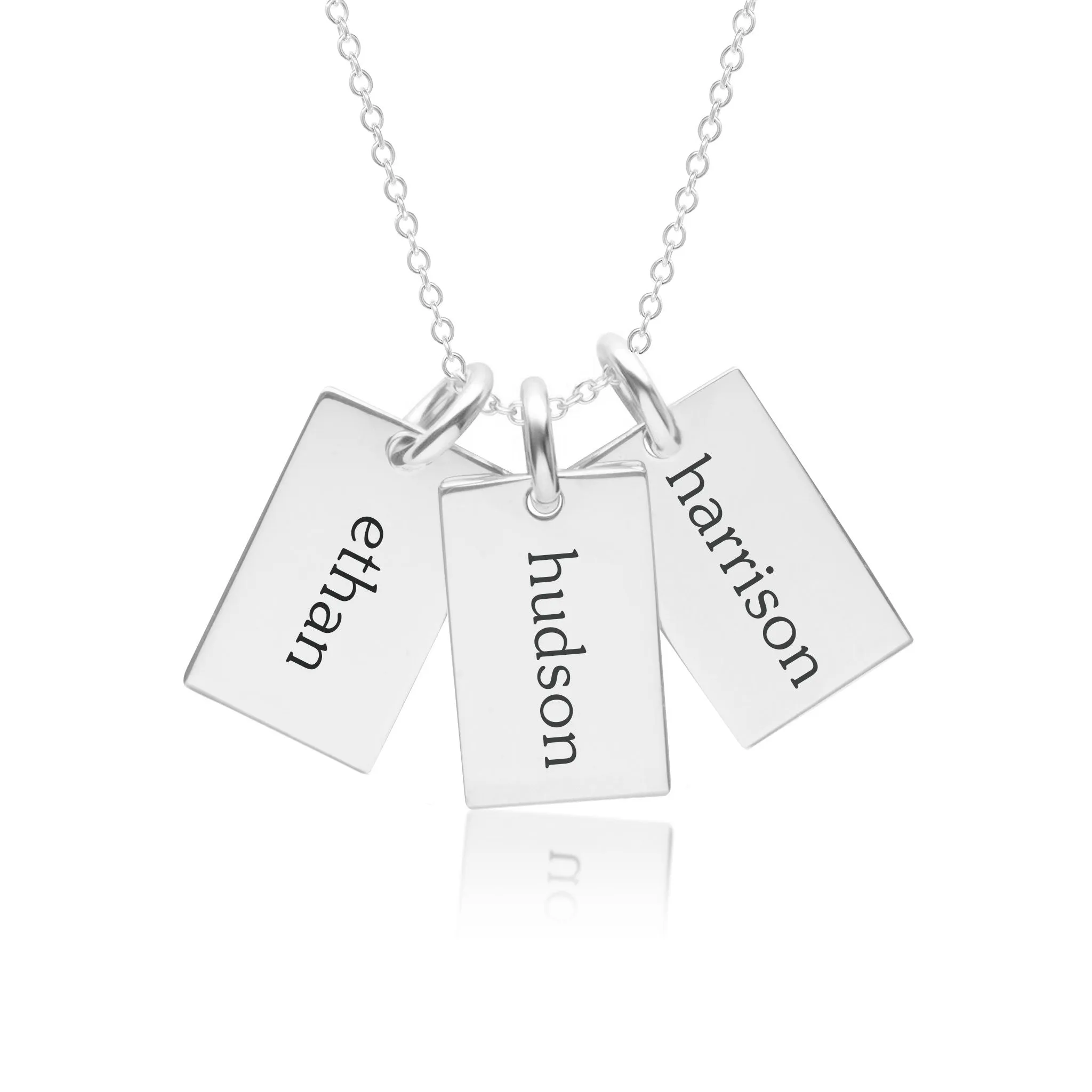 Sterling Silver Mini Dog Tag Necklace - 3 Names sold by Tiny Tags
