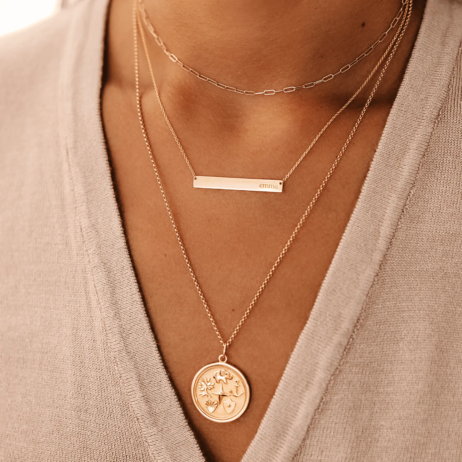 14k Reflection Coin Pendant Necklace sold by Tiny Tags product image thumbnail 2