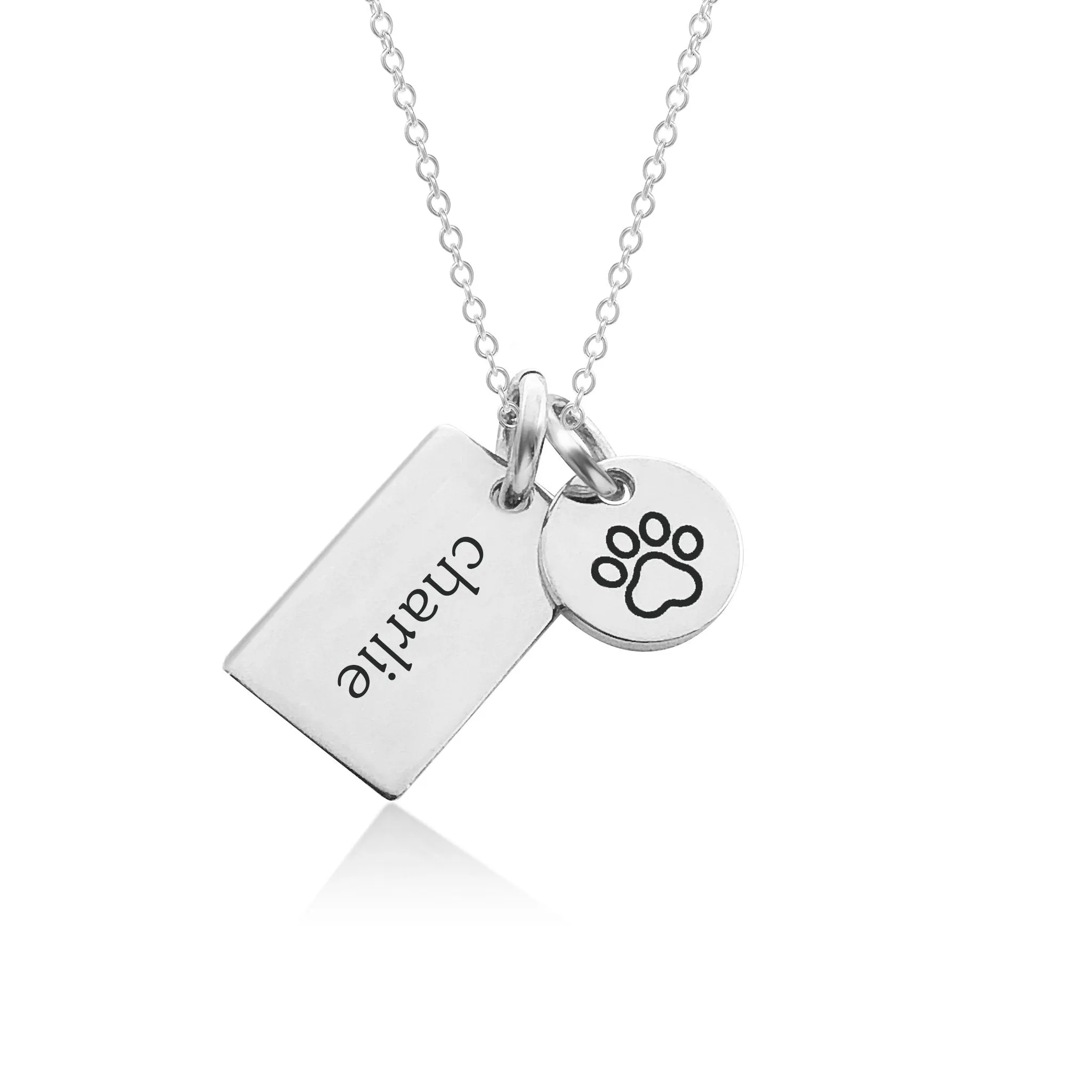 Sterling Silver Engravable Paw Print Necklace sold by Tiny Tags product image thumbnail 3