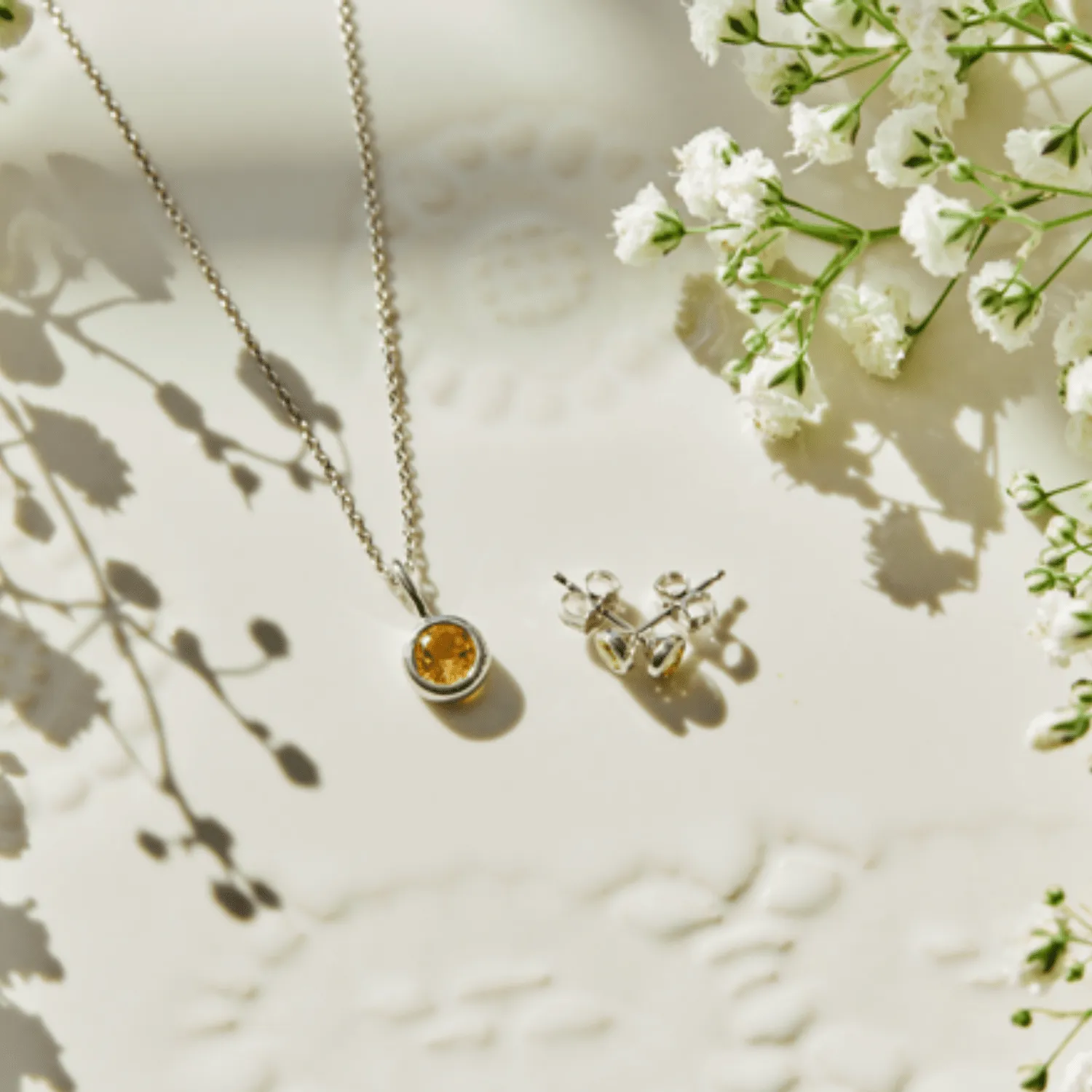 Silver Birthstone Bundle (Necklace + Earrings) sold by Tiny Tags product image thumbnail 3