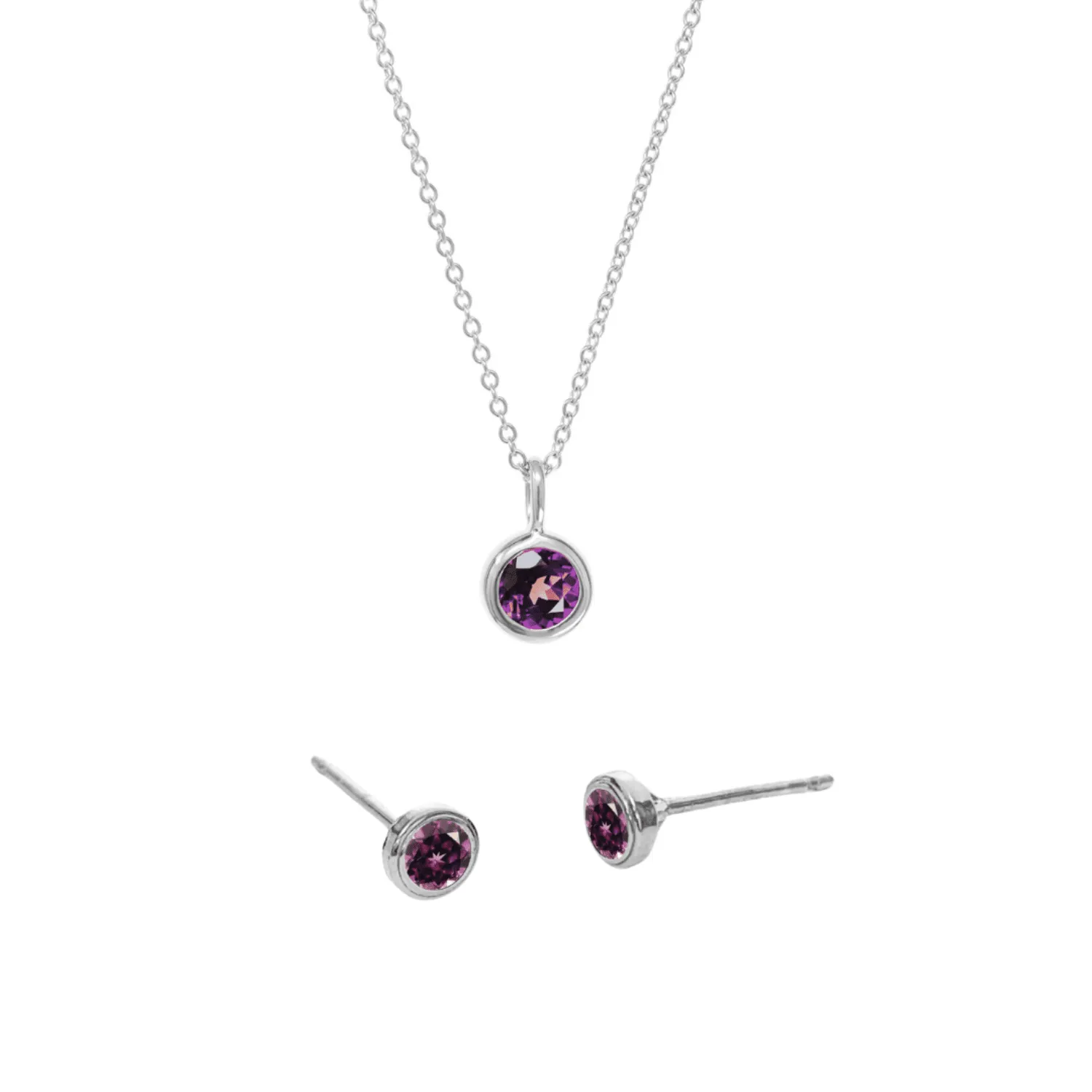Silver Birthstone Bundle (Necklace + Earrings) sold by Tiny Tags product image thumbnail 2
