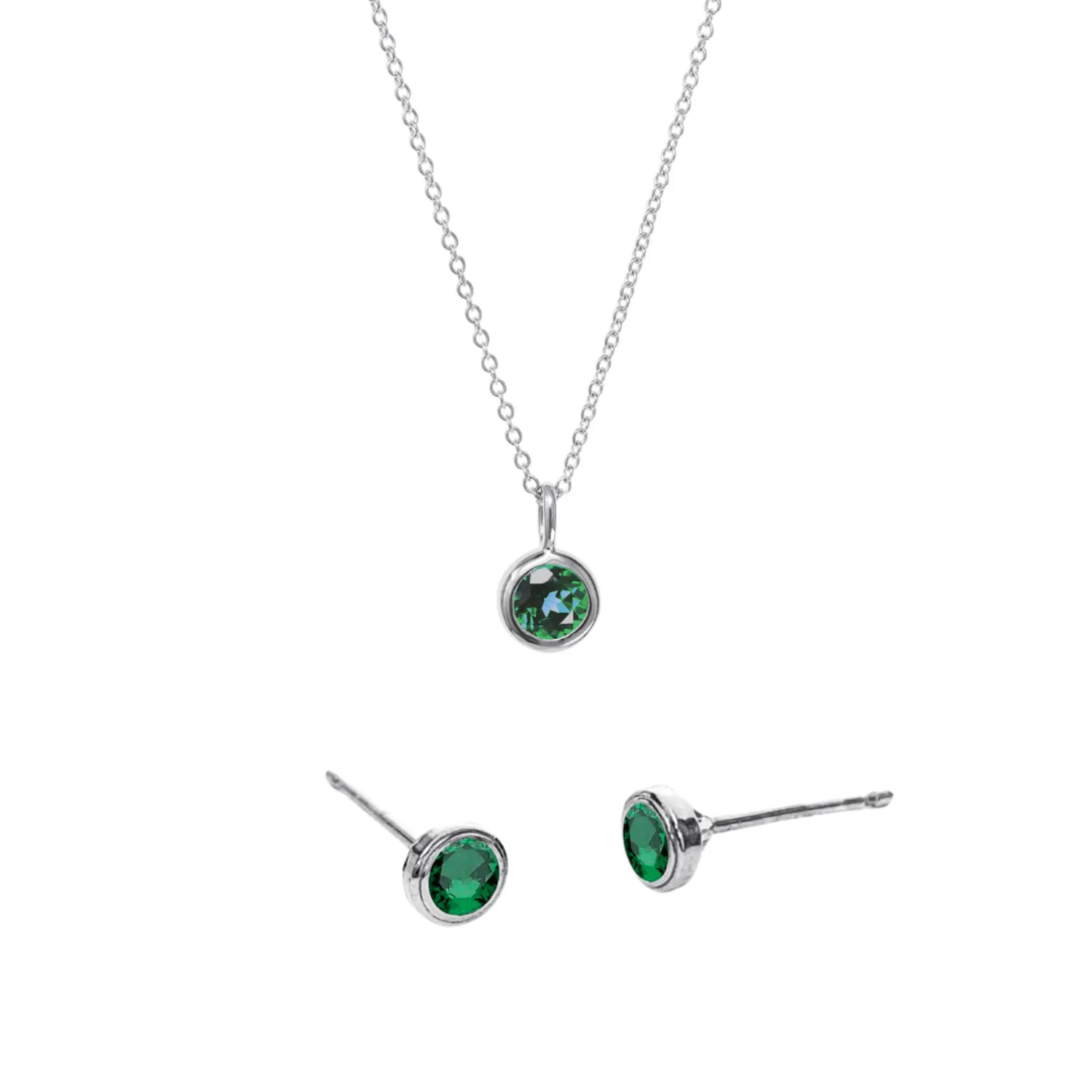 Silver Birthstone Bundle (Necklace + Earrings) sold by Tiny Tags product image thumbnail 5