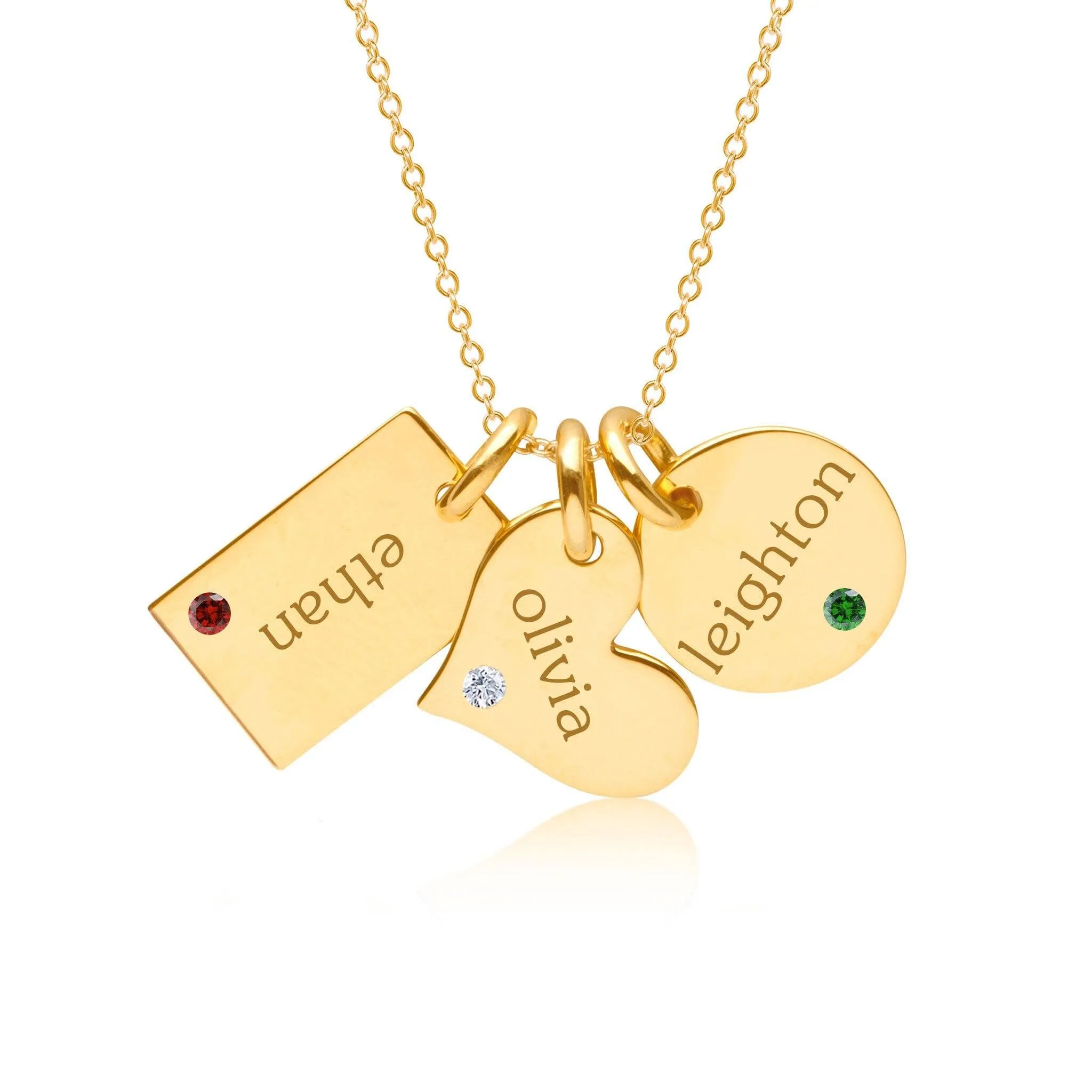 Gold Family Necklace With Birthstones sold by Tiny Tags