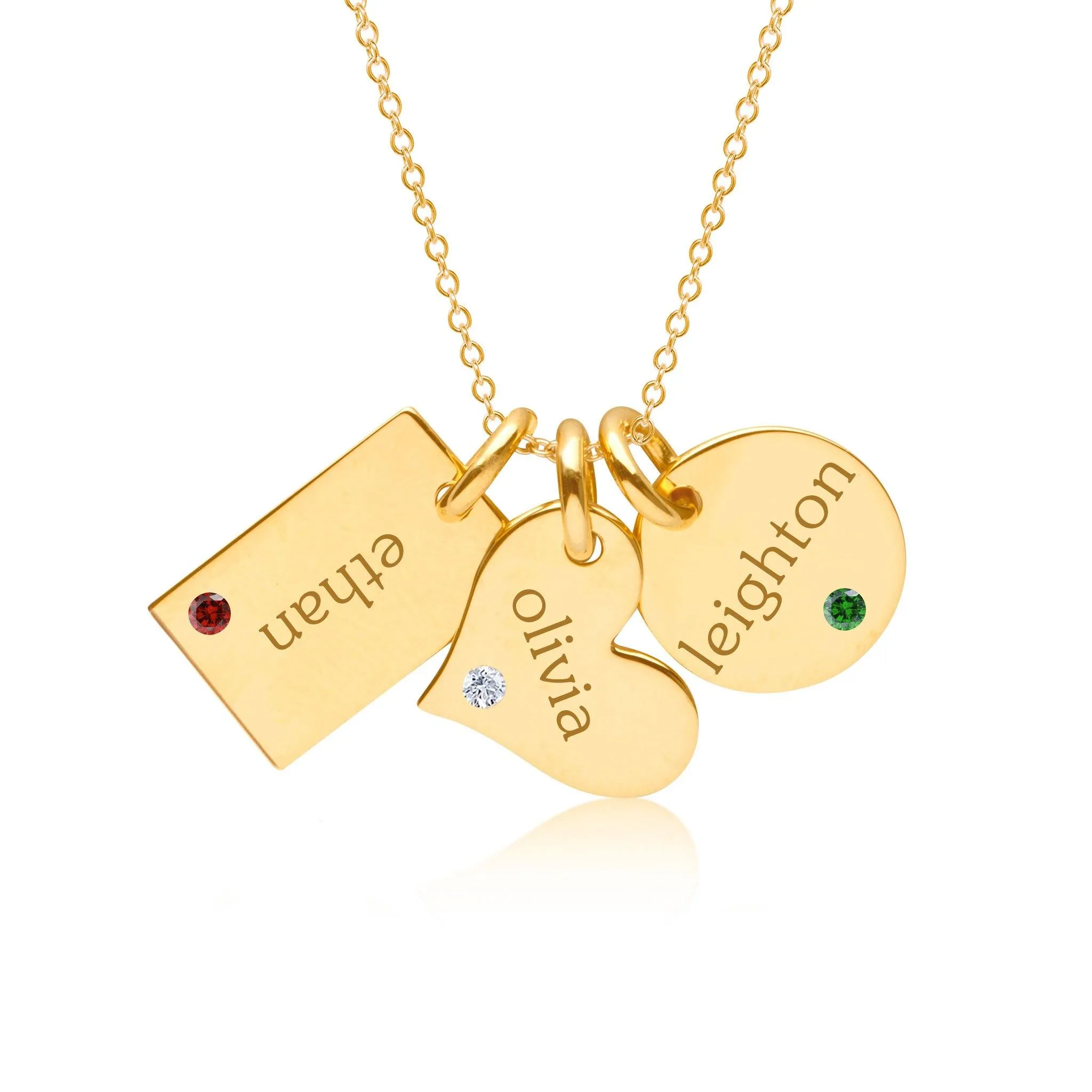 14k Gold Family Necklace With Birthstones sold by Tiny Tags