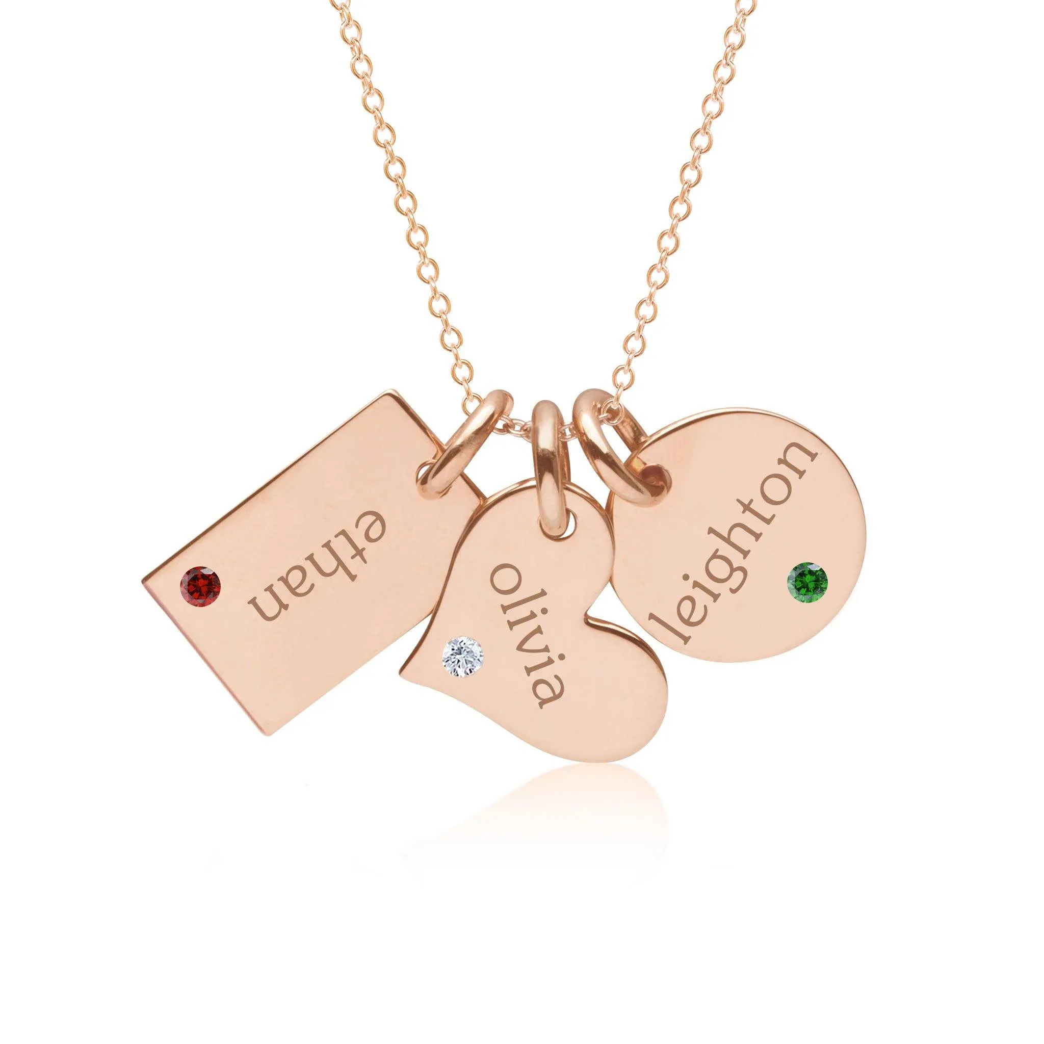 14k Gold Family Necklace With Birthstones sold by Tiny Tags product image thumbnail 3