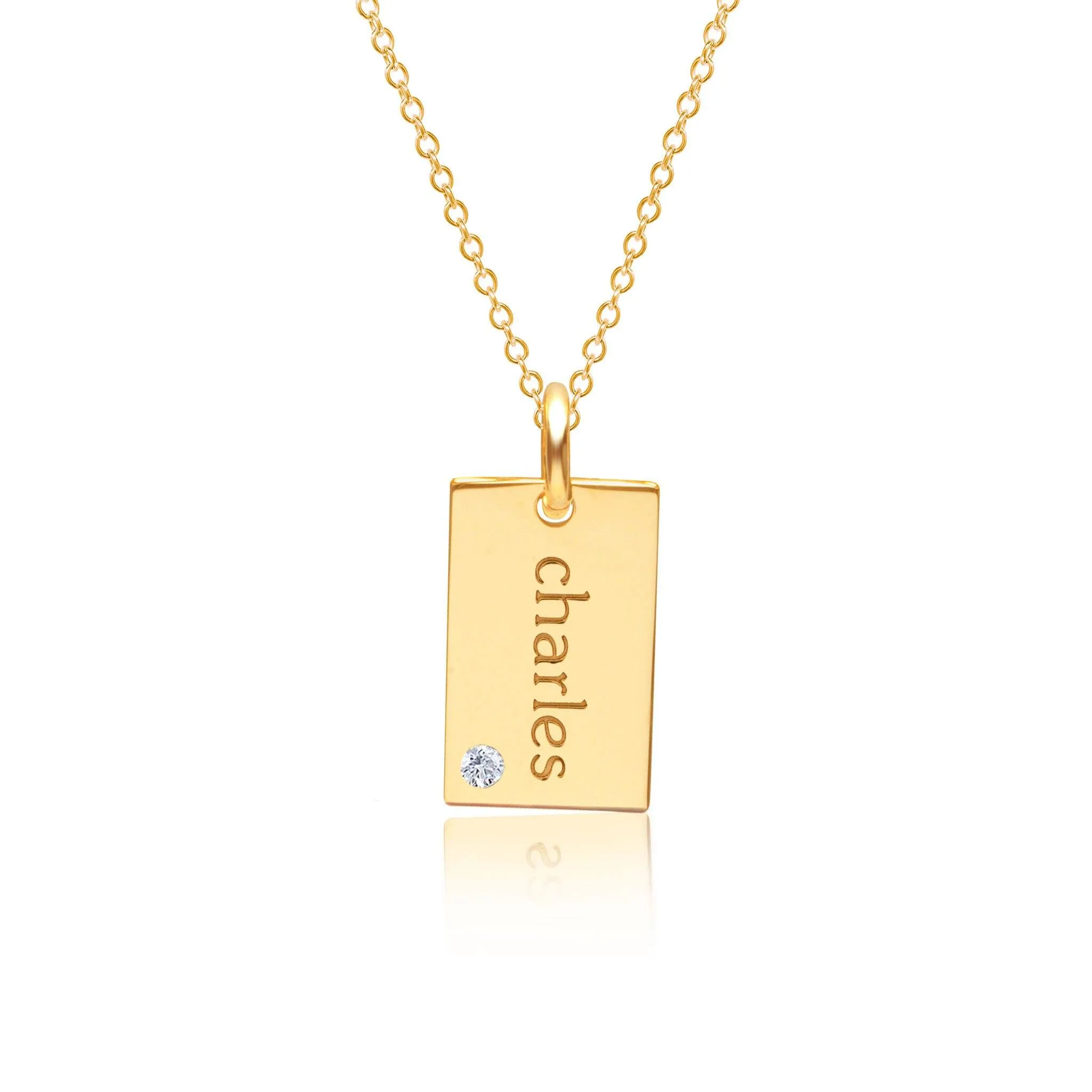 14k Gold Mini Dog Tag Necklace with Birthstone sold by Tiny Tags product image thumbnail 3