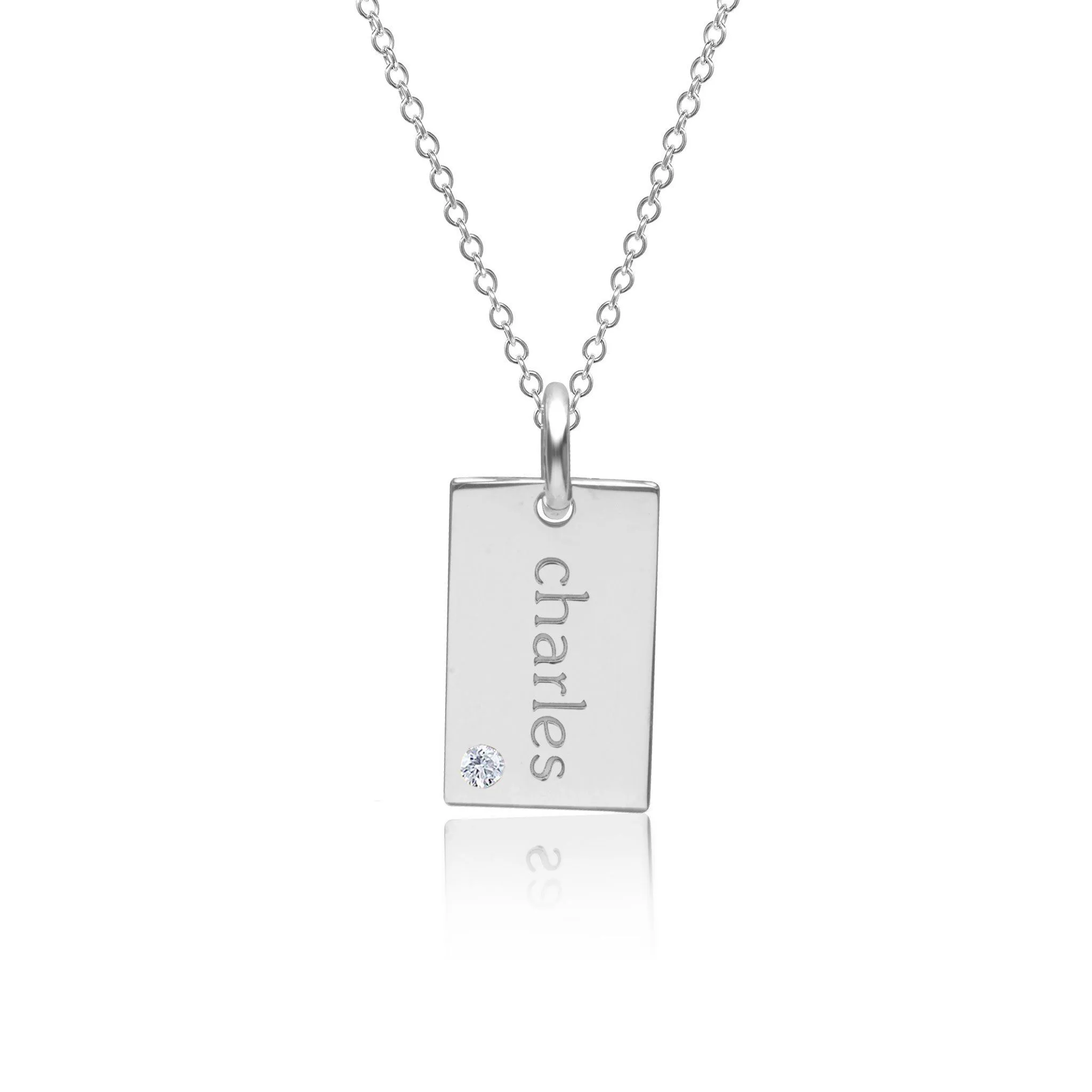 14k Gold Mini Dog Tag Necklace with Birthstone sold by Tiny Tags product image thumbnail 5