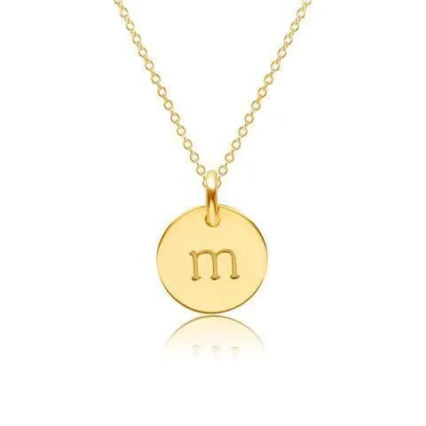 14k Gold Mini Initial Circle Necklace - Lowercase sold by Tiny Tags