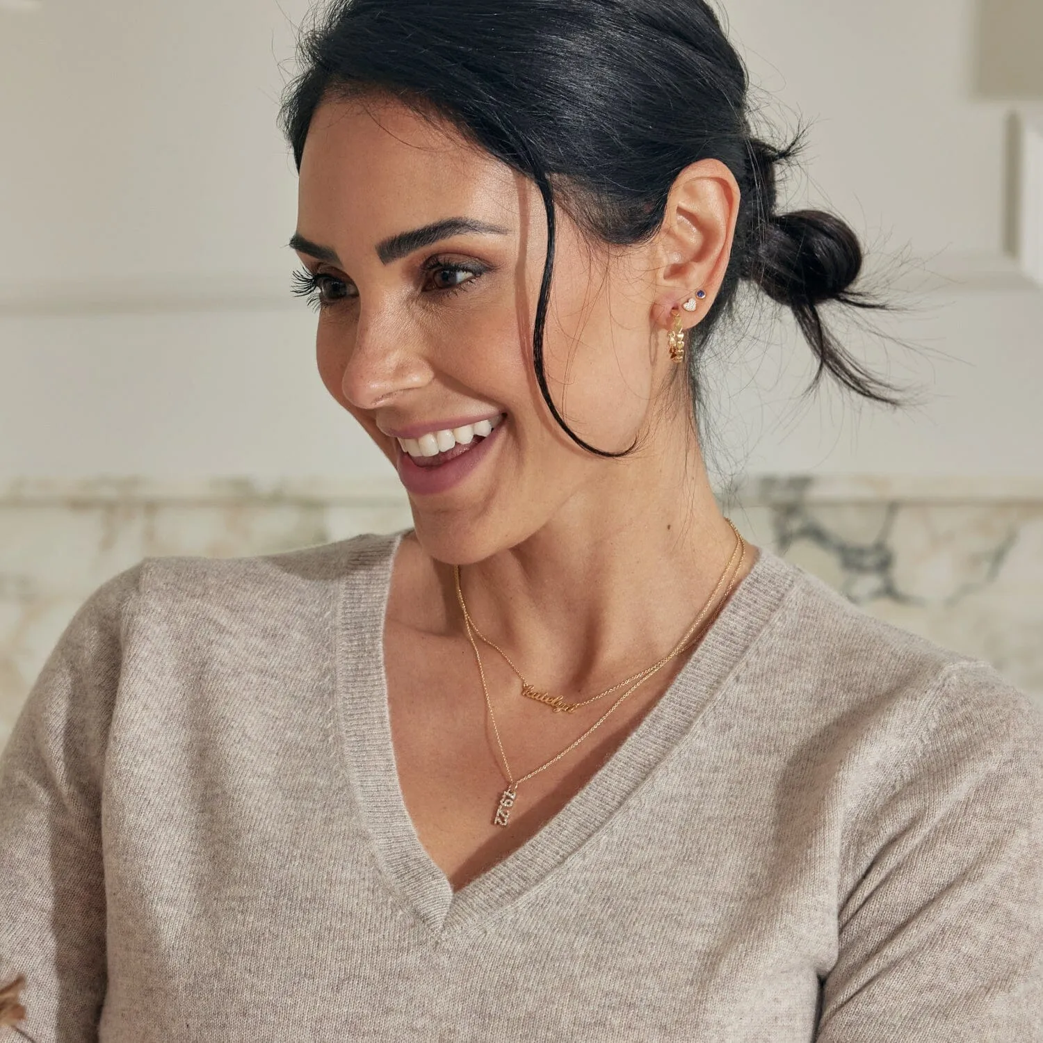 Pavé Heart Stud Earrings sold by Tiny Tags product image thumbnail 2