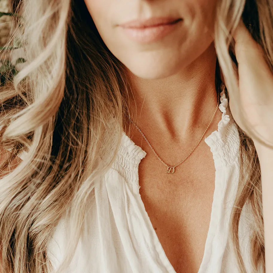 Script Initial Nameplate Necklace sold by Tiny Tags product image thumbnail 4