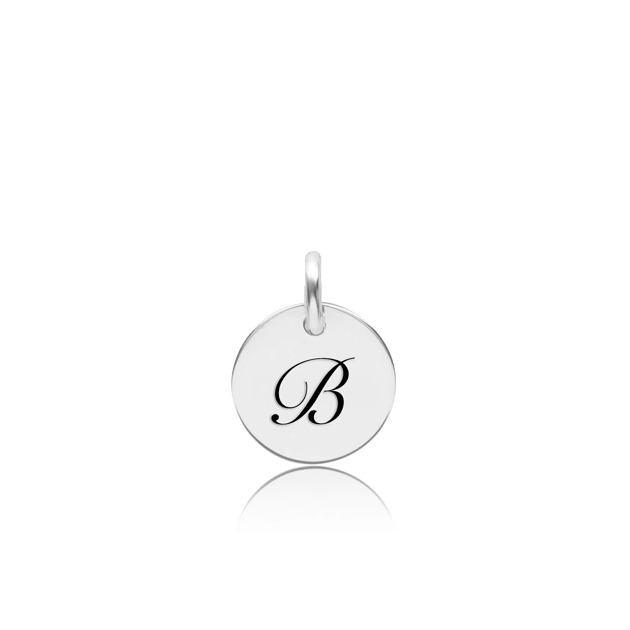 Sterling Silver Script Initial Circle sold by Tiny Tags