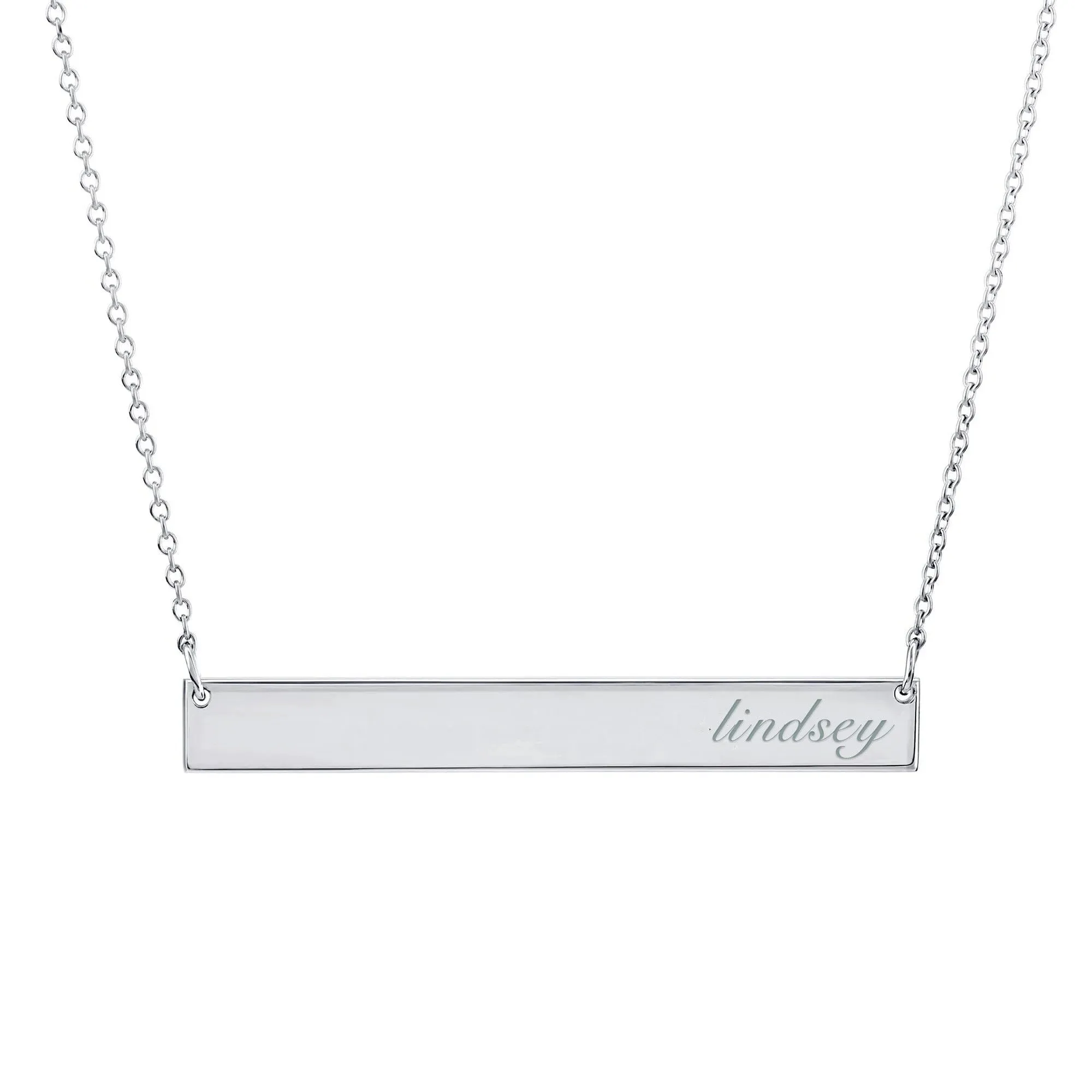 14k Gold Script Skinny Bar Necklace sold by Tiny Tags product image thumbnail 2