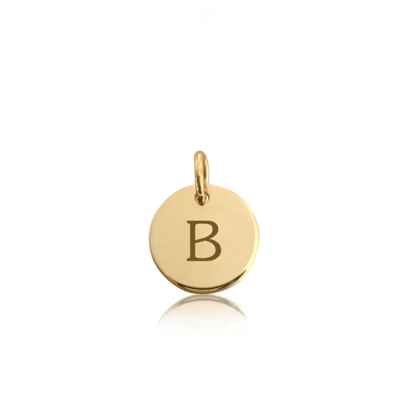 Gold Mini Initial Circle Charm - Uppercase sold by Tiny Tags