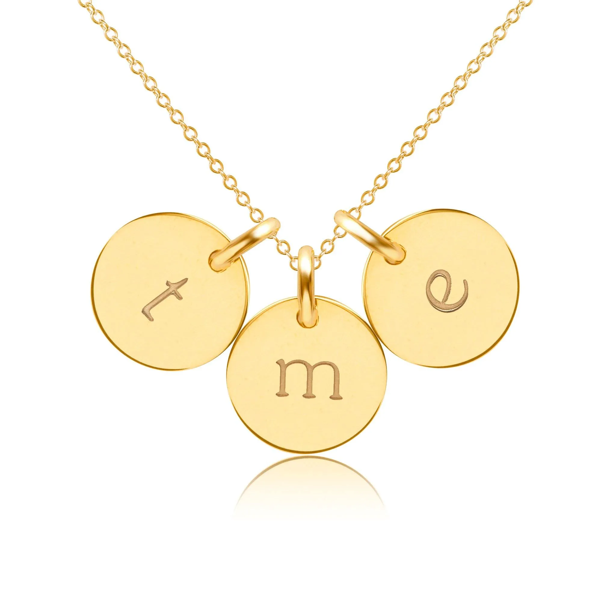 Gold Initial Necklace - 3 Circles - Lowercase sold by Tiny Tags