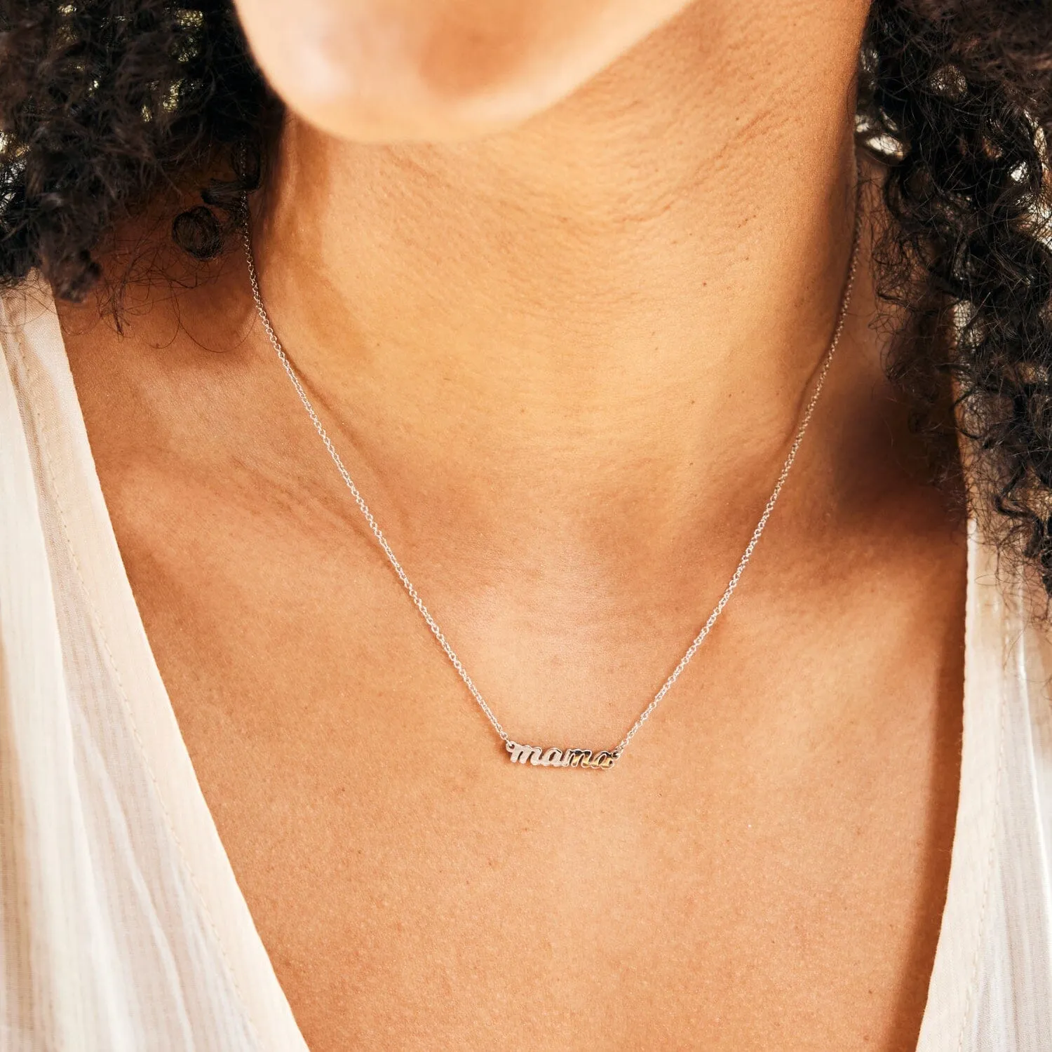 Sterling Silver Script Mama Nameplate sold by Tiny Tags product image thumbnail 2