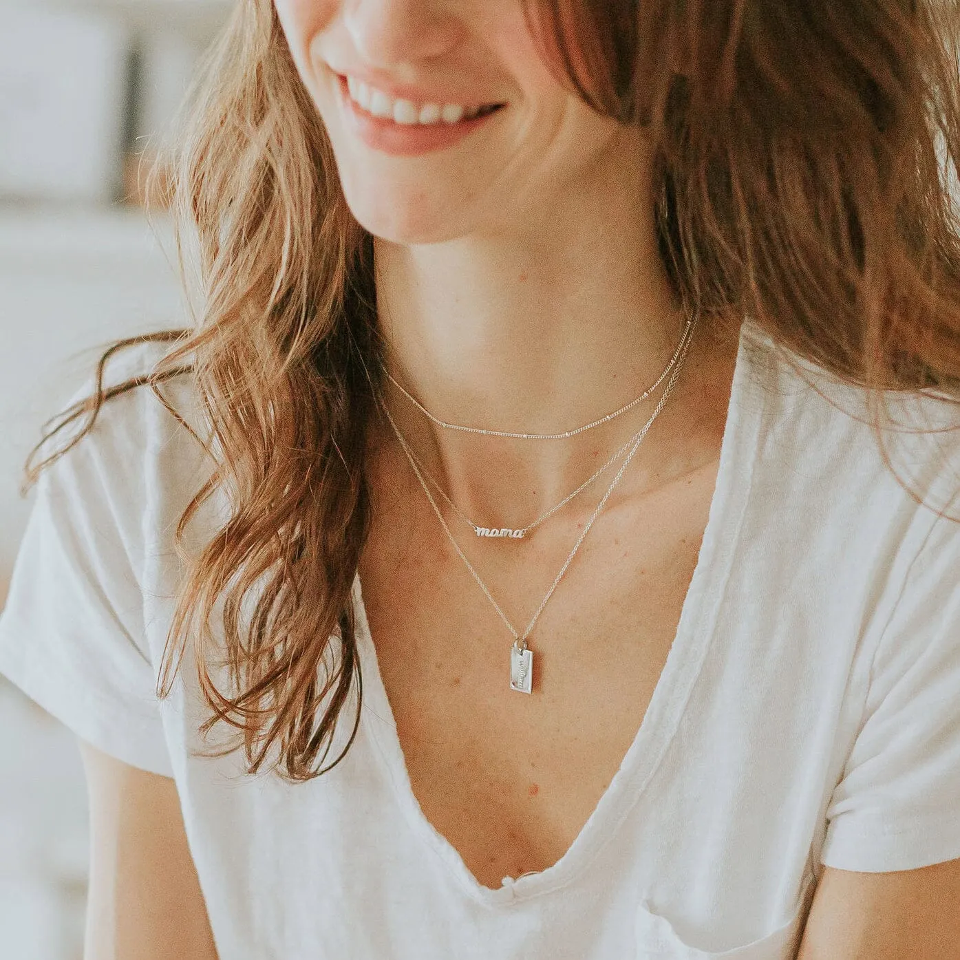 Sterling Silver Script Mama Nameplate sold by Tiny Tags product image thumbnail 3